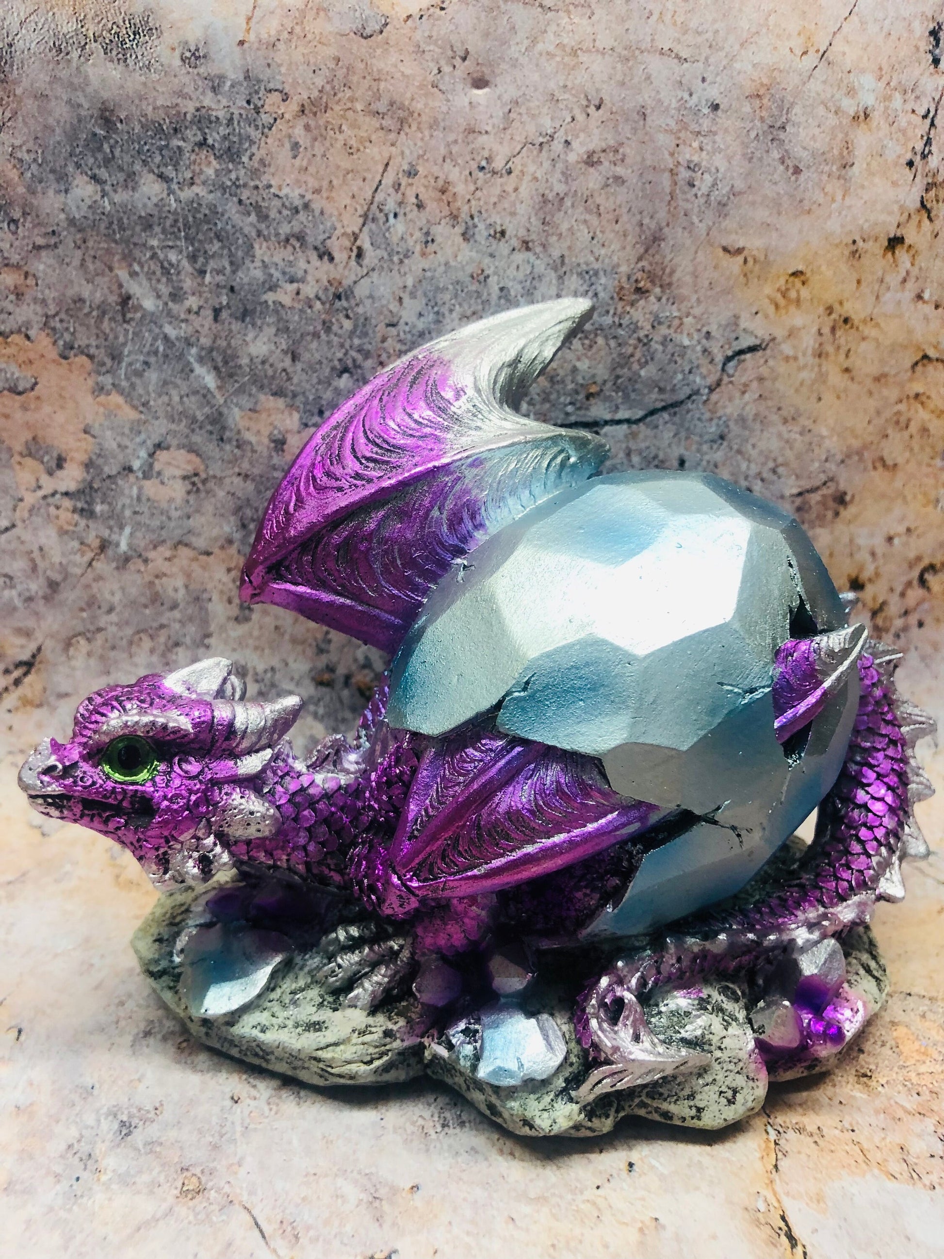 Whimsical Purple Dragon Hatchling Figurine Fantasy Art Collection Mythical Sculpture Hand Made from Quality Designer Resin-Osiris Craftworks