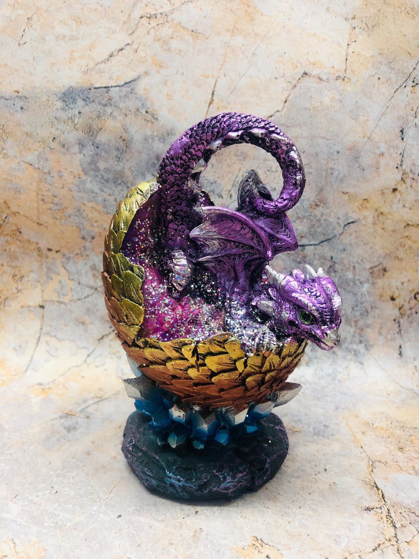 Whimsical Dragon Treasure Egg Statue - Handcrafted Fantasy Art Figurine for Dragon Lovers and Collectors