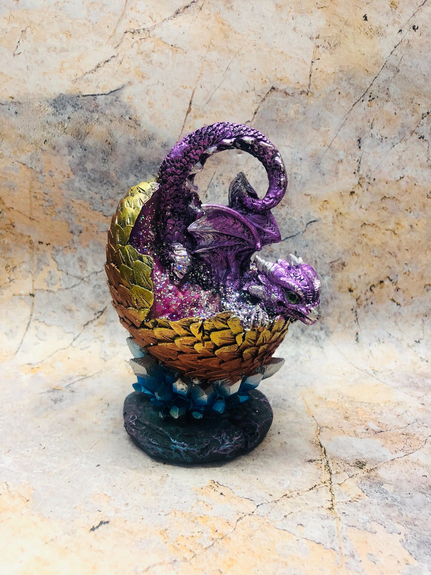 Whimsical Dragon Treasure Egg Statue - Handcrafted Fantasy Art Figurine for Dragon Lovers and Collectors