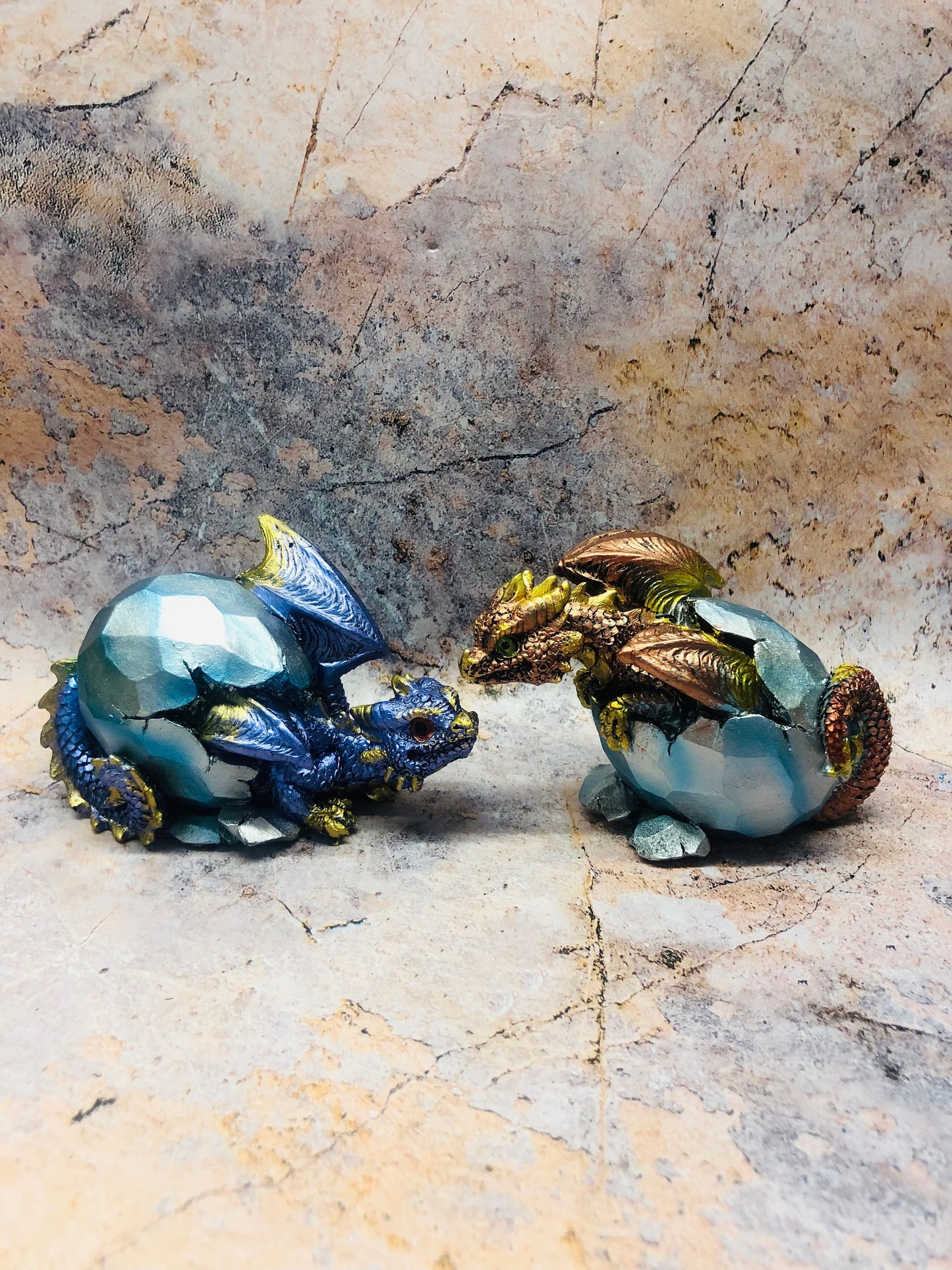 Pair of Dragon Eggs Hatchlings Figurines Fantasy Battling Dragons Collection Hand Made from Quality Designer Resin-Osiris Craftworks