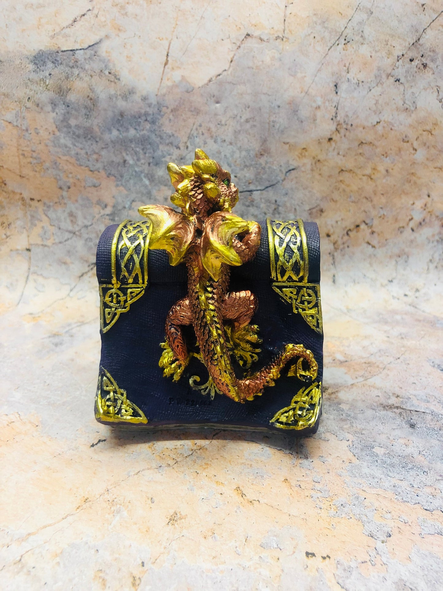 Whimsical Red Dragon with Pentagram Book of Shadows Money Bank Fantasy Saving Box