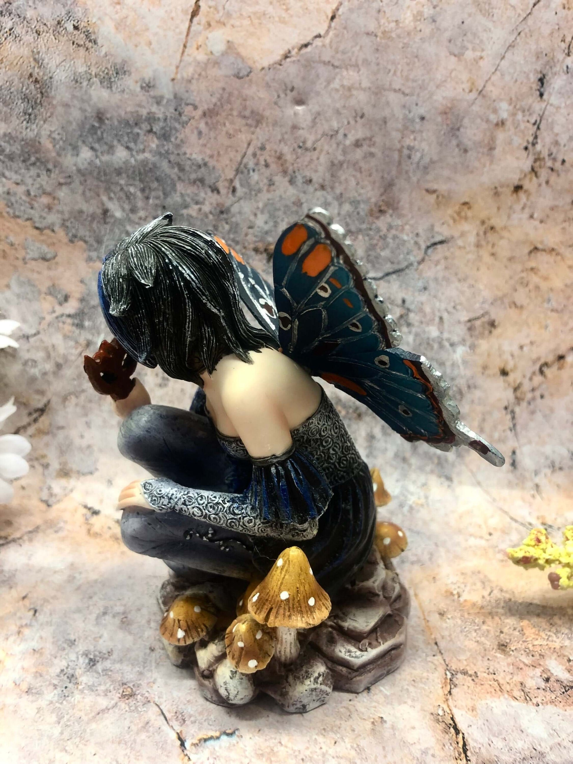 Mystic Butterfly Whisperer Fairy Figurine, Resin Fantasy Statue, Gothic Fairy Decor, Hand-Painted Collectible, Magical Home Accent Piece-Osiris Craftworks