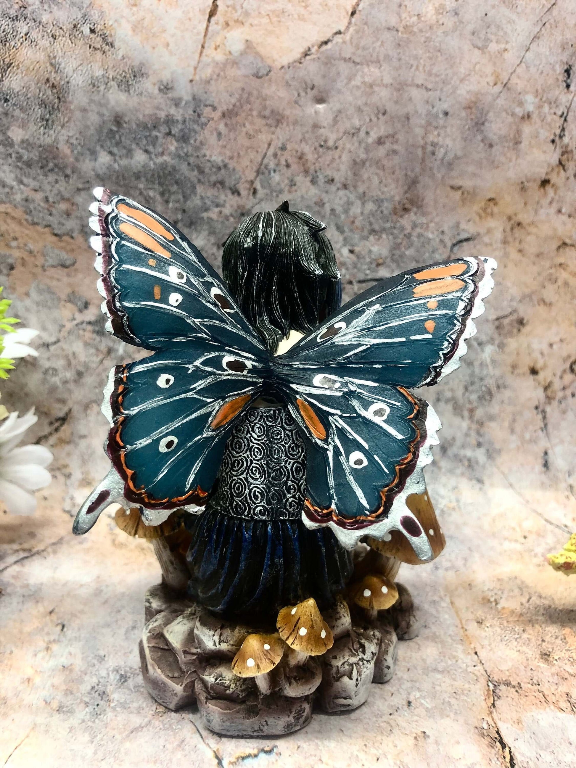 Mystic Butterfly Whisperer Fairy Figurine, Resin Fantasy Statue, Gothic Fairy Decor, Hand-Painted Collectible, Magical Home Accent Piece-Osiris Craftworks