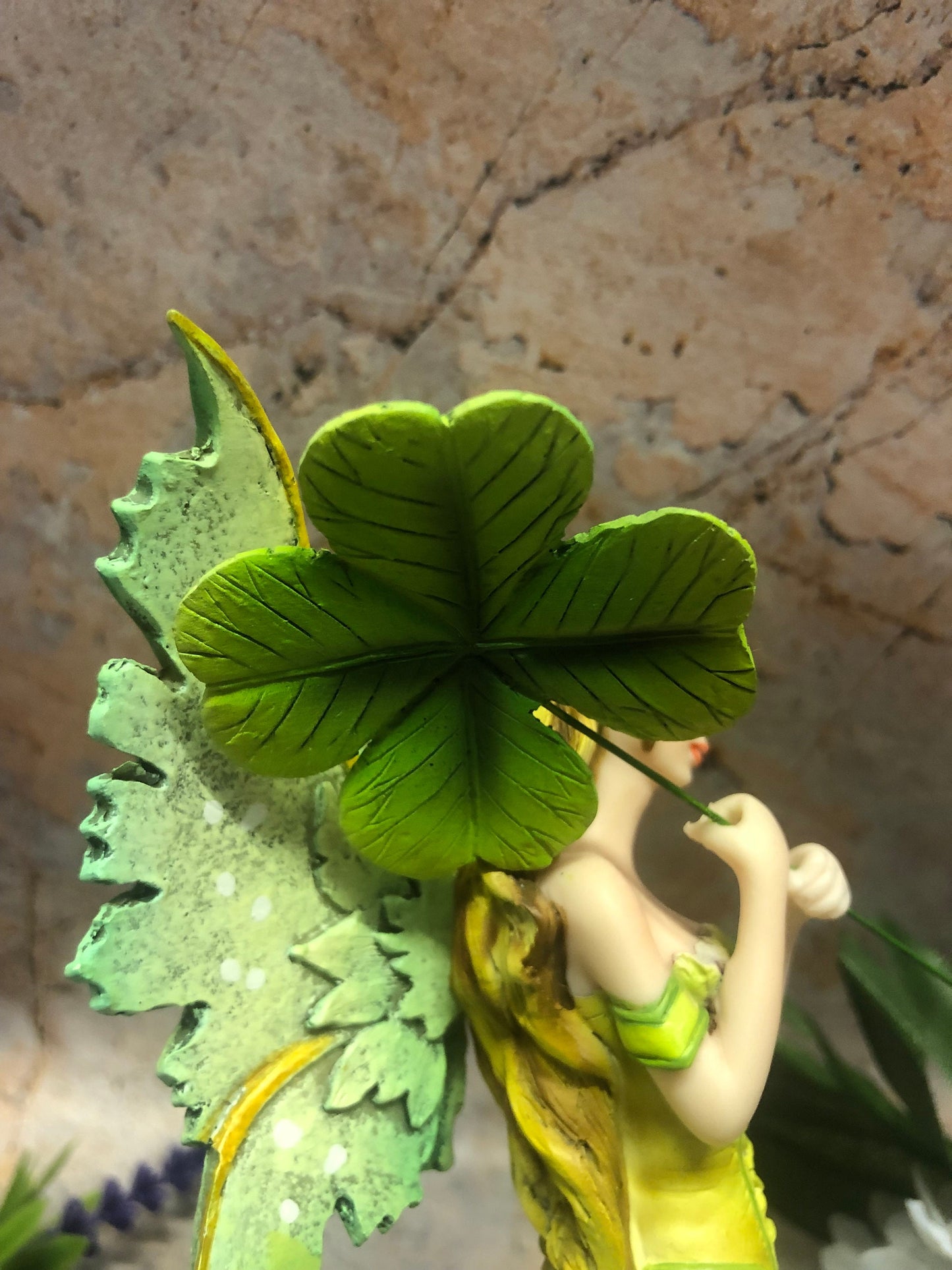 Charming Clover Fairy Figurine, Lucky Charm Striped Elf Statue, Whimsical Decor, St. Patrick's Day Collectible, Fantasy Forest Sprite-Osiris Craftworks