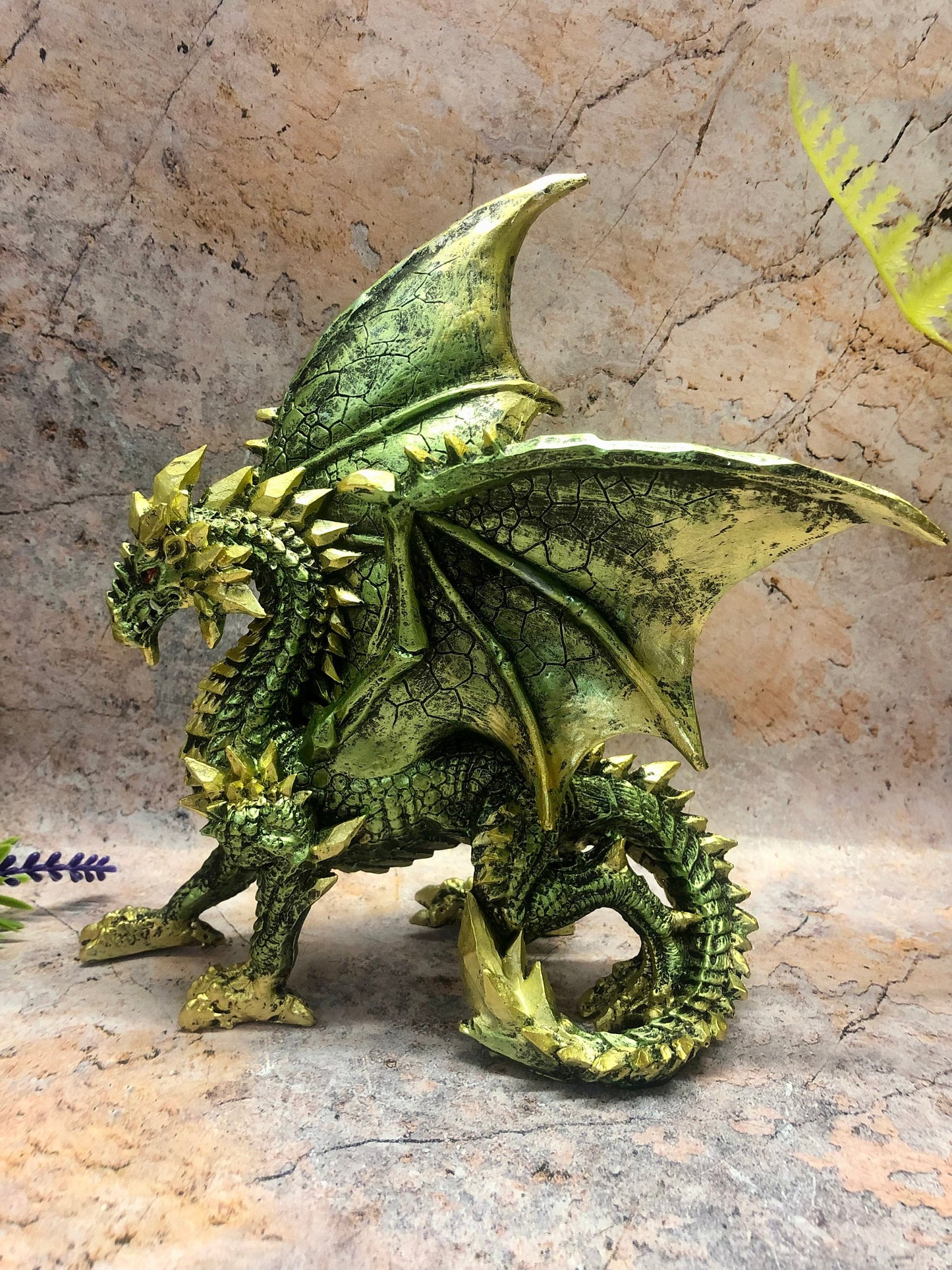 Majestic Green Dragon Statue, Handcrafted Gothic Fantasy Sculpture, Mythical Beast Figurine, Dragon Decor, Enthralling Creature Collectible-Osiris Craftworks