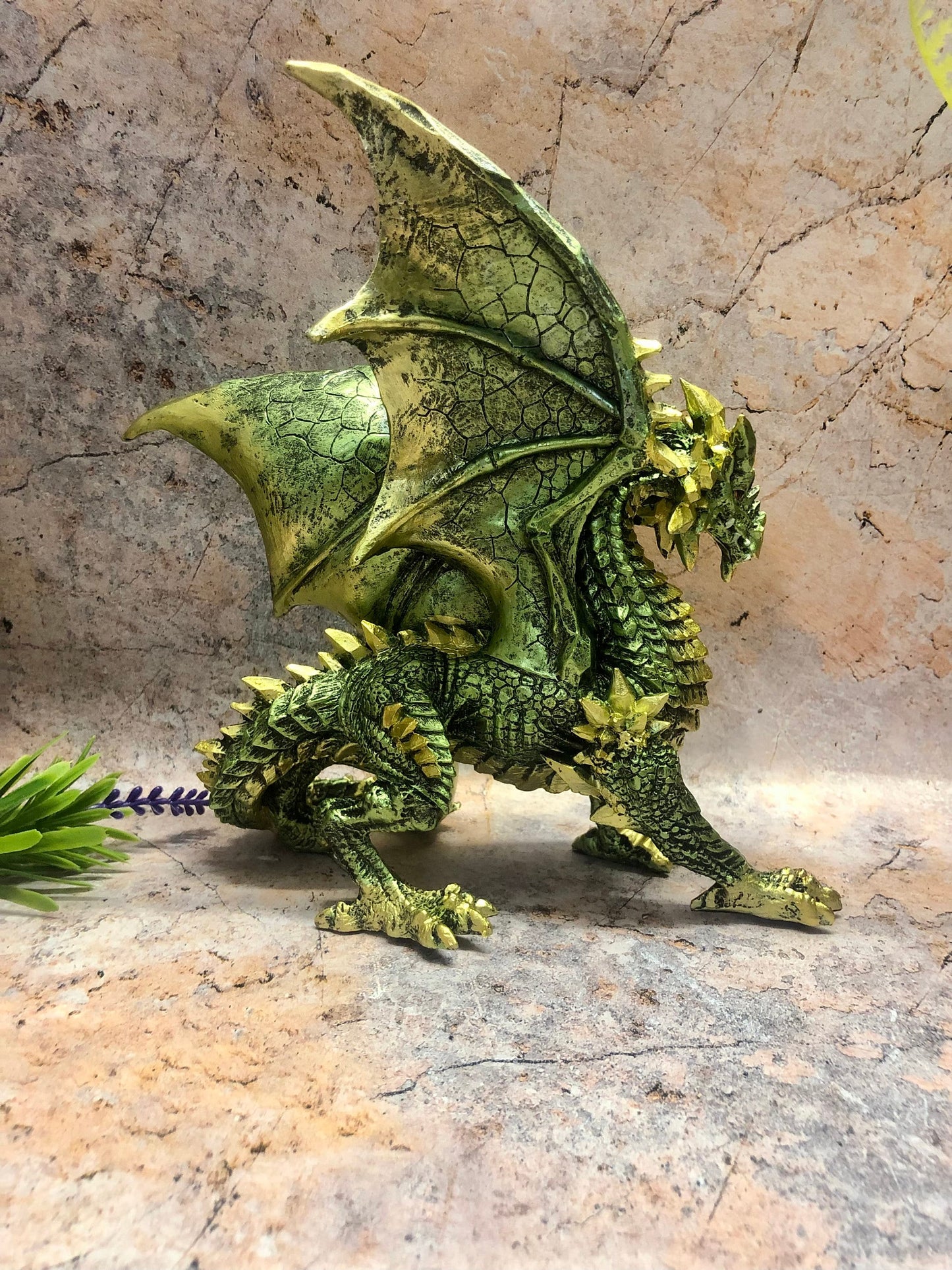 Majestic Green Dragon Statue, Handcrafted Gothic Fantasy Sculpture, Mythical Beast Figurine, Dragon Decor, Enthralling Creature Collectible-Osiris Craftworks