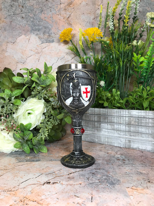 Templar Knight Goblet Chalice Crusader Gothic Decor Medieval Style Ornament-Osiris Craftworks