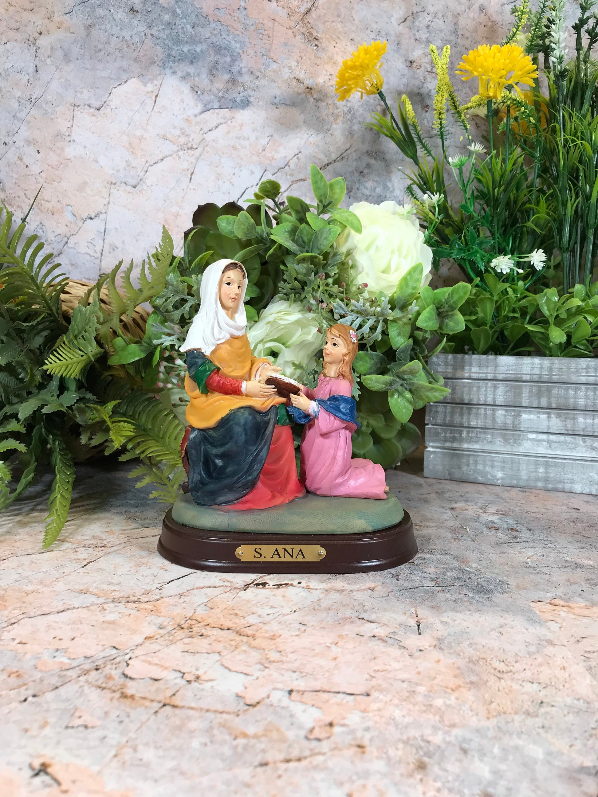 Saint Anne Hand Crafted Resin Statue Catholic Saint Sculpture Religious Santa Ana Ornament Figurine-Osiris Craftworks