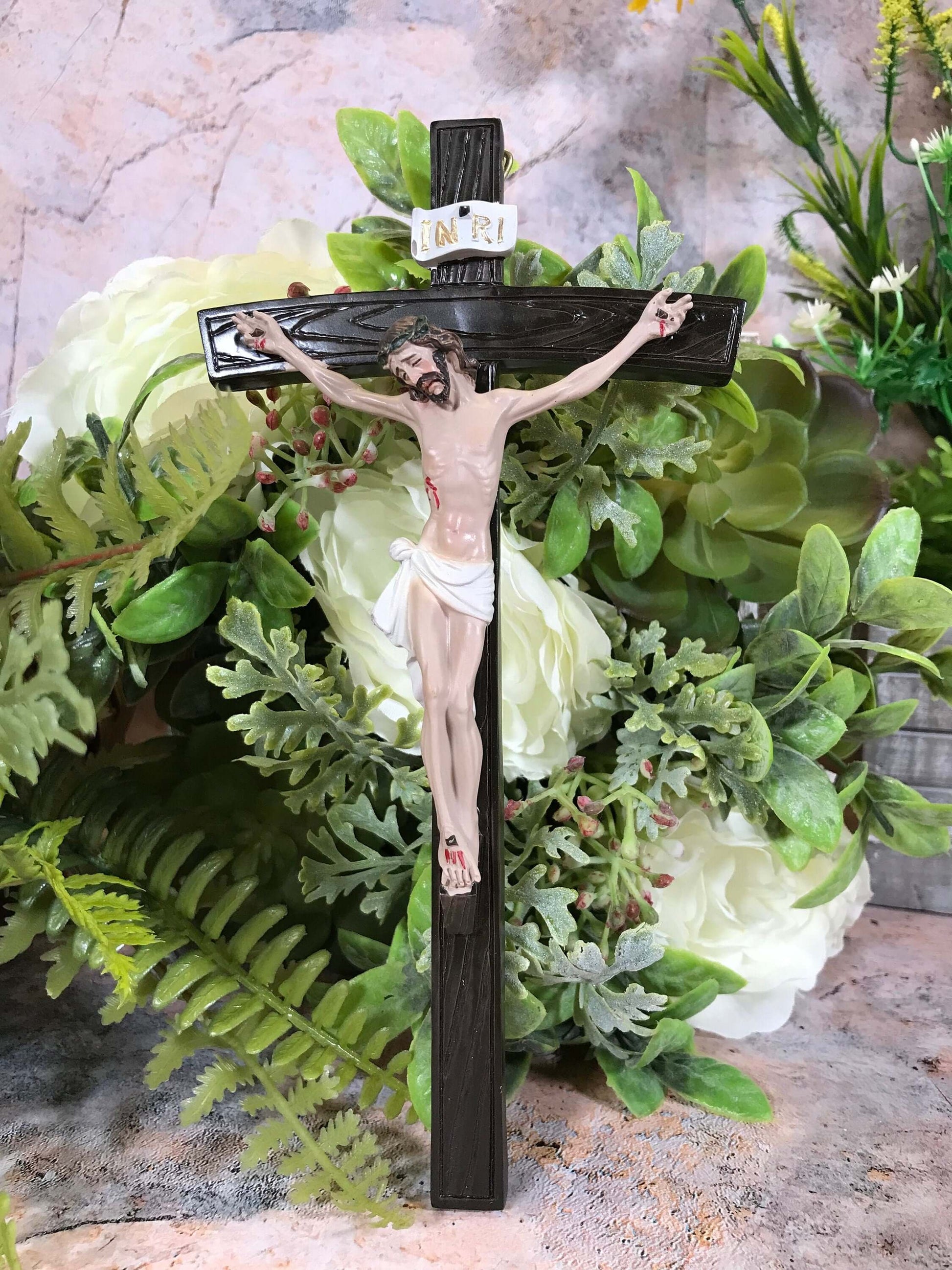 Crucifix Hanging Wall Cross Resin Corpus Christi Jesus Christ Religious Ornament-Osiris Craftworks