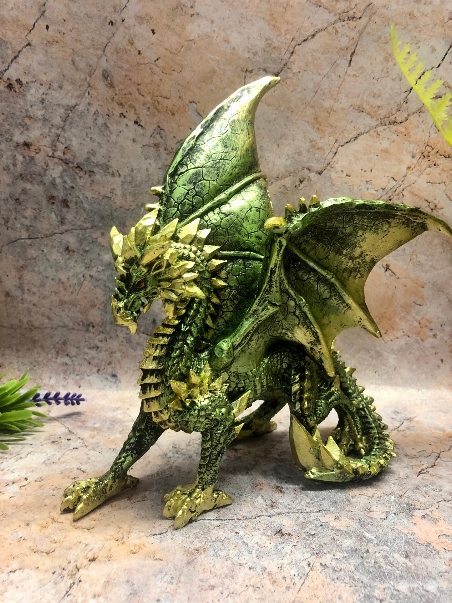 Majestic Green Dragon Statue, Handcrafted Gothic Fantasy Sculpture, Mythical Beast Figurine, Dragon Decor, Enthralling Creature Collectible-Osiris Craftworks