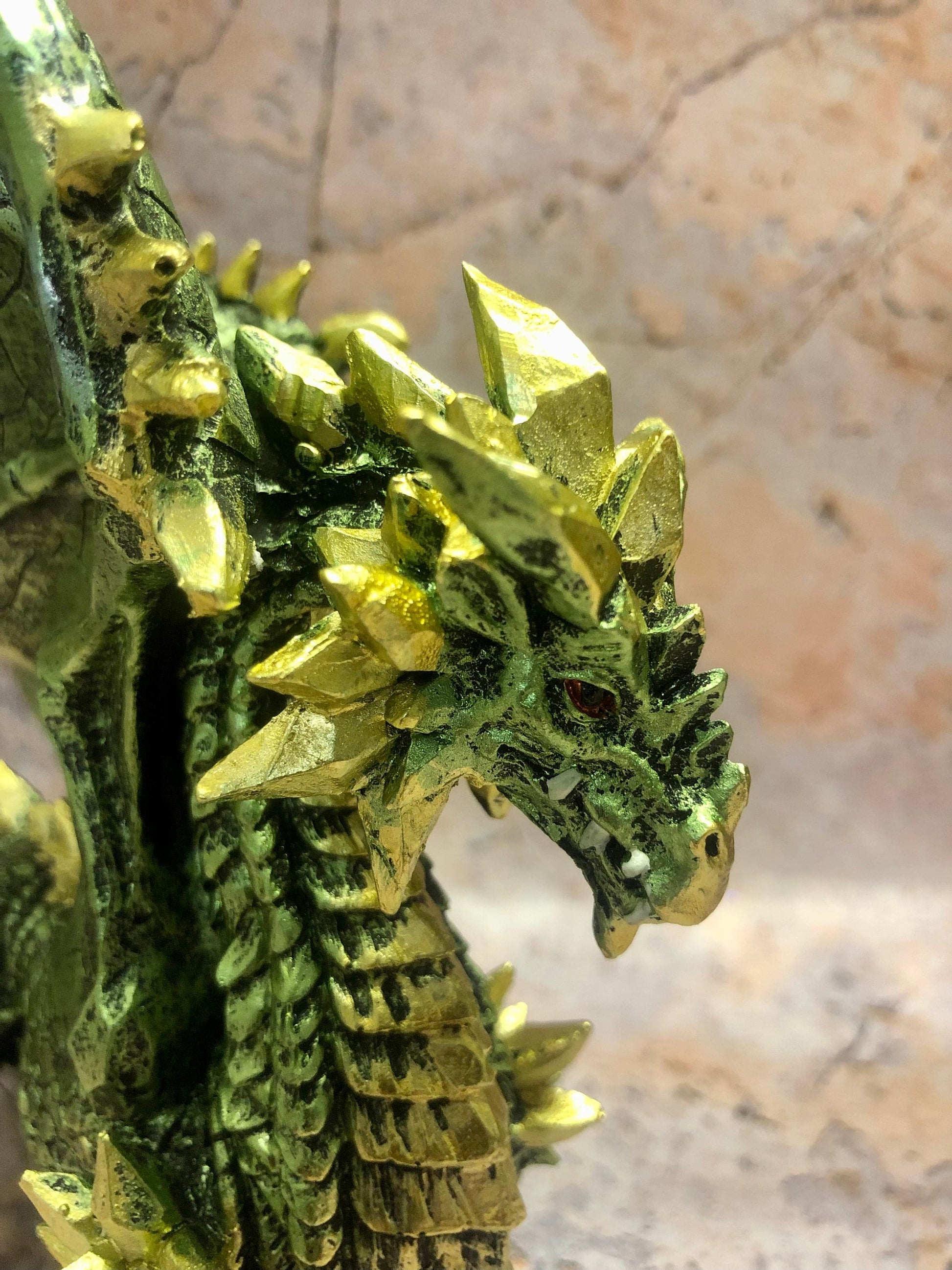 Majestic Green Dragon Statue, Handcrafted Gothic Fantasy Sculpture, Mythical Beast Figurine, Dragon Decor, Enthralling Creature Collectible-Osiris Craftworks