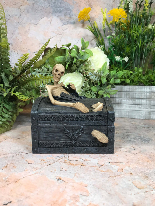 Skull Trinket Box Sculpture Skeleton Secret Stash Figurine Gothic Horror Ornament Figure Decoration-Osiris Craftworks