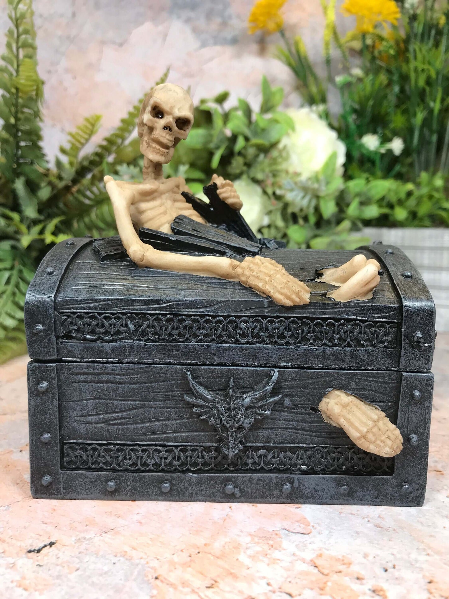 Skull Trinket Box Sculpture Skeleton Secret Stash Figurine Gothic Horror Ornament Figure Decoration-Osiris Craftworks