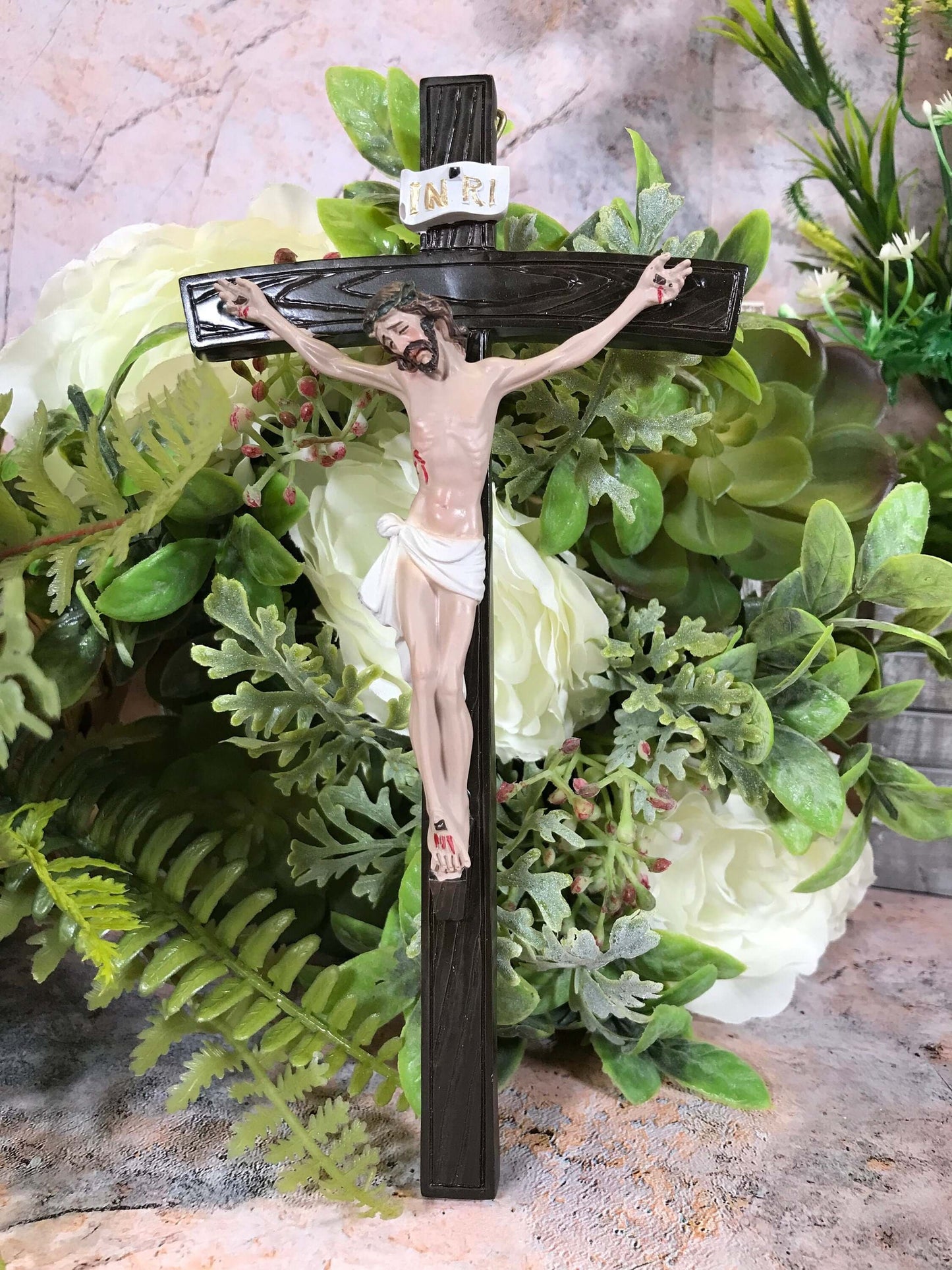 Crucifix Hanging Wall Cross Resin Corpus Christi Jesus Christ Religious Ornament-Osiris Craftworks