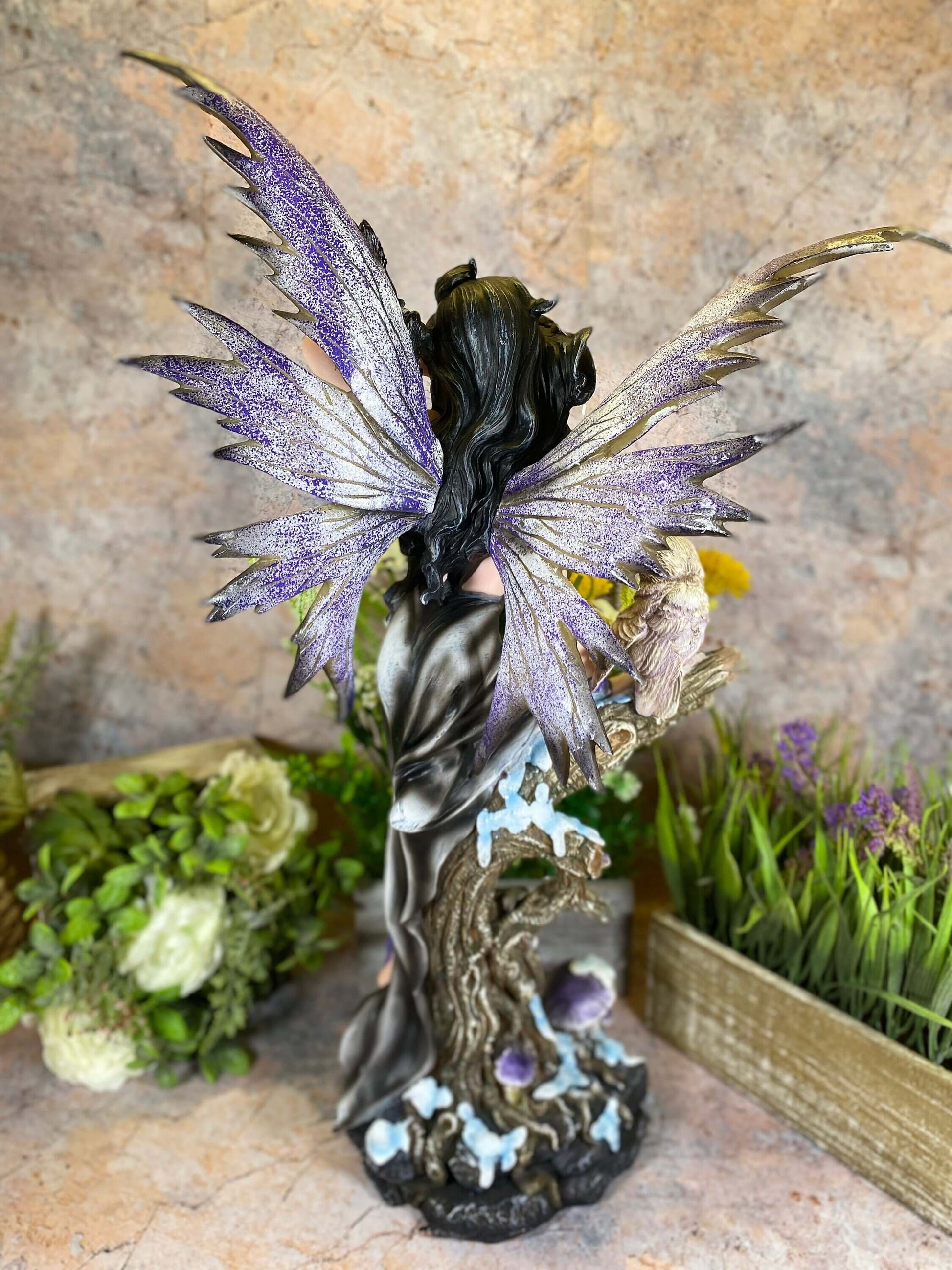 Large Fairy and Owl Companion Sculpture Statue Mythical Creatures Resin Figure Hand Made from Quality Designer Resin-Osiris Craftworks