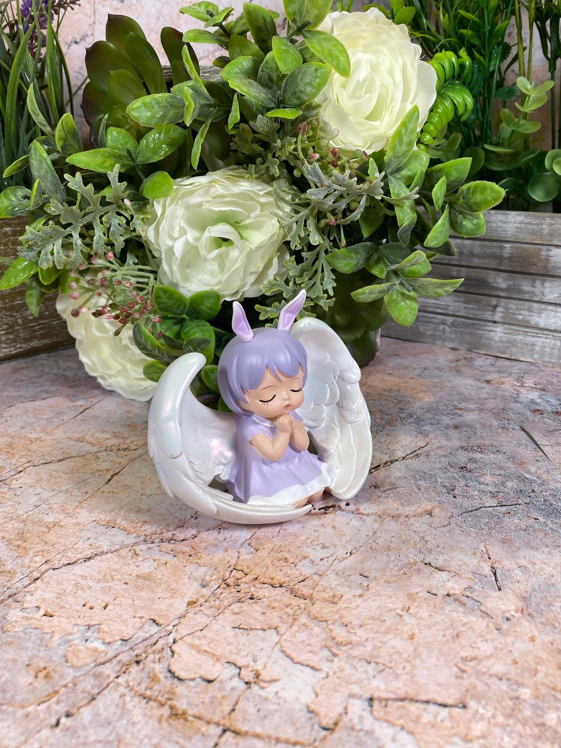 Adorable Peaceful Angel Baby Girl Praying in Wings Sculpture Figurine Fantasy Angels Collection Hand Made from Quality Designer Resin-Osiris Craftworks