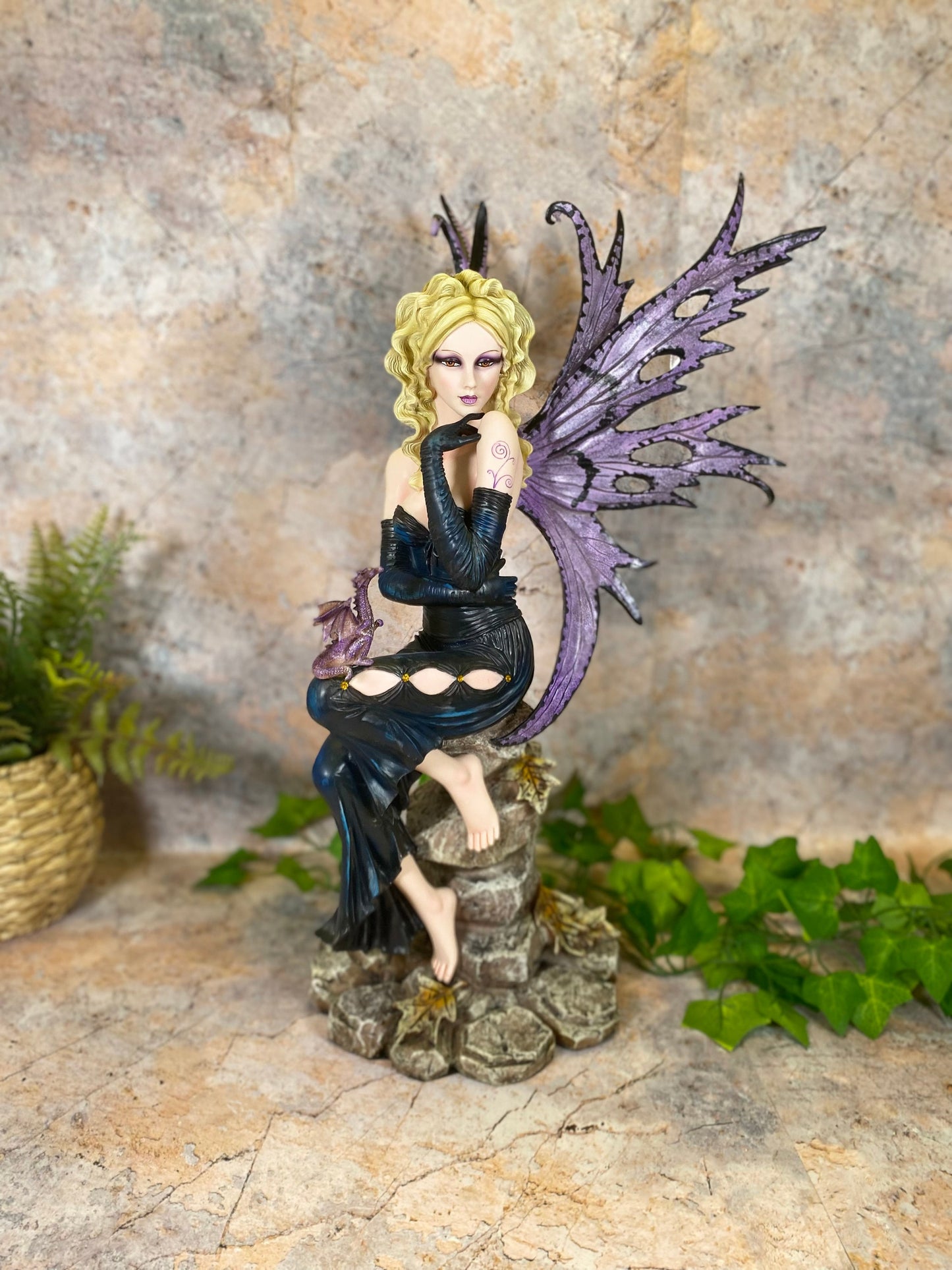 Large Dark Gothic Fairy and Dragon Companion Sculpture Statue Mythical Creatures Hand Made from Quality Designer Resin-Osiris Craftworks