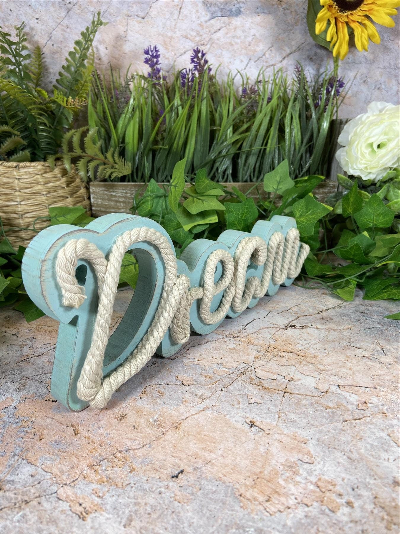 Rustic Rope and Wood Dream Wall Sign Inspiring Decor for a Dreamy Ambience-Osiris Craftworks