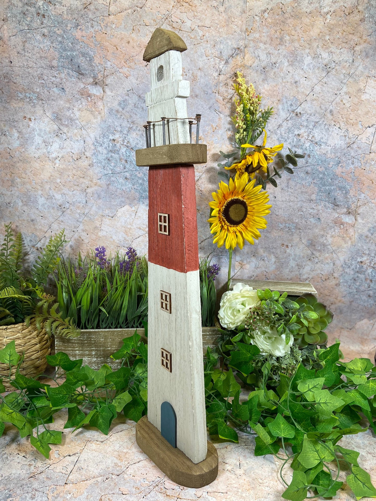 Vintage Charm Coastal Elegance Reclaimed Wood Rustic Wooden Lighthouse