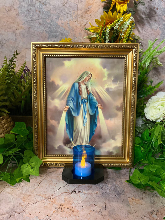 Divine Grace Virgin Mary Our Lady of the Miraculous Electric Altar 30 cm Handcrafted Religious Decoration for Home or Chapel-Osiris Craftworks