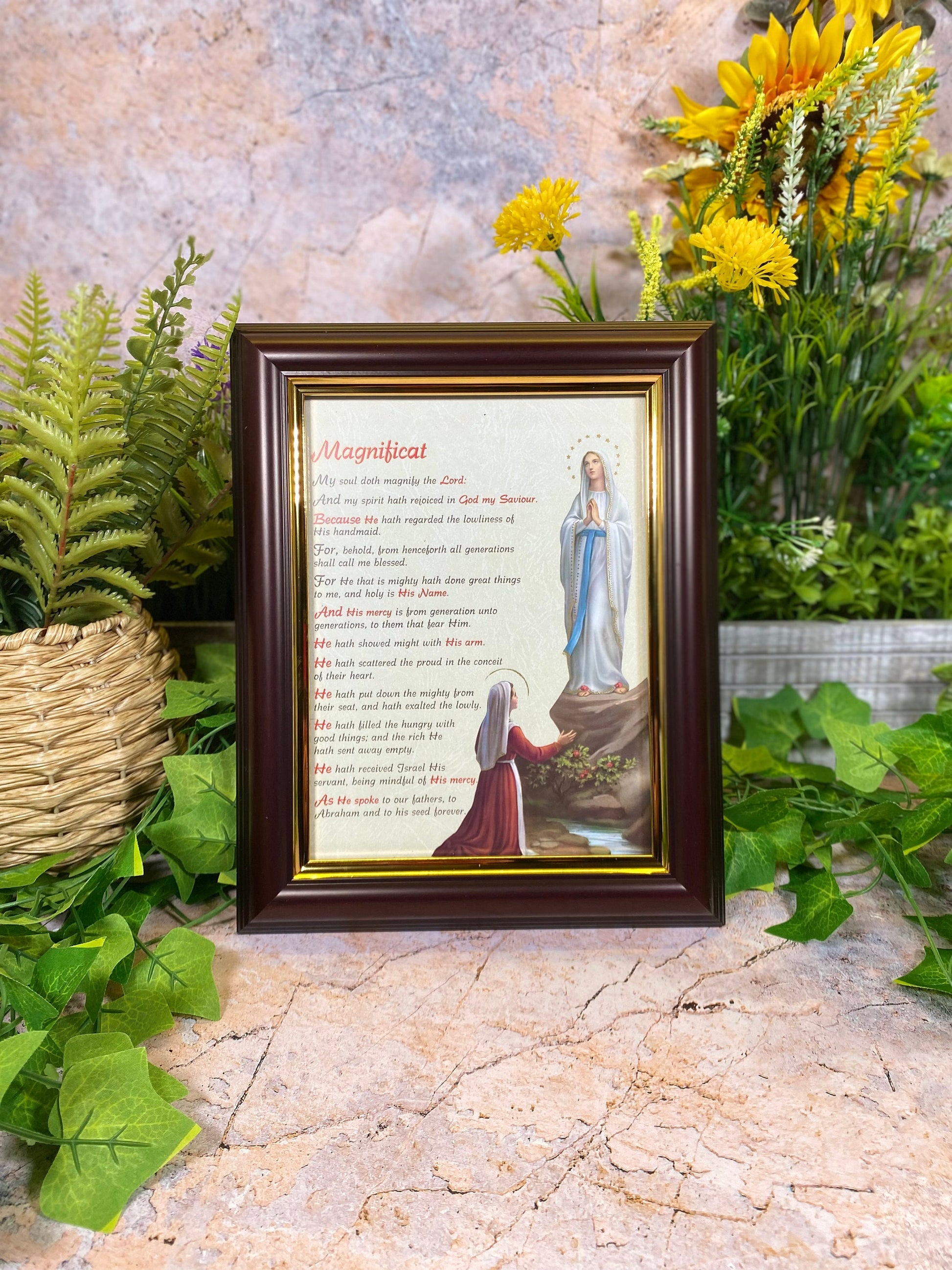 Laminated Picture Mary Our Lady of Lourdes Christianity Religious Wall Decor-Osiris Craftworks