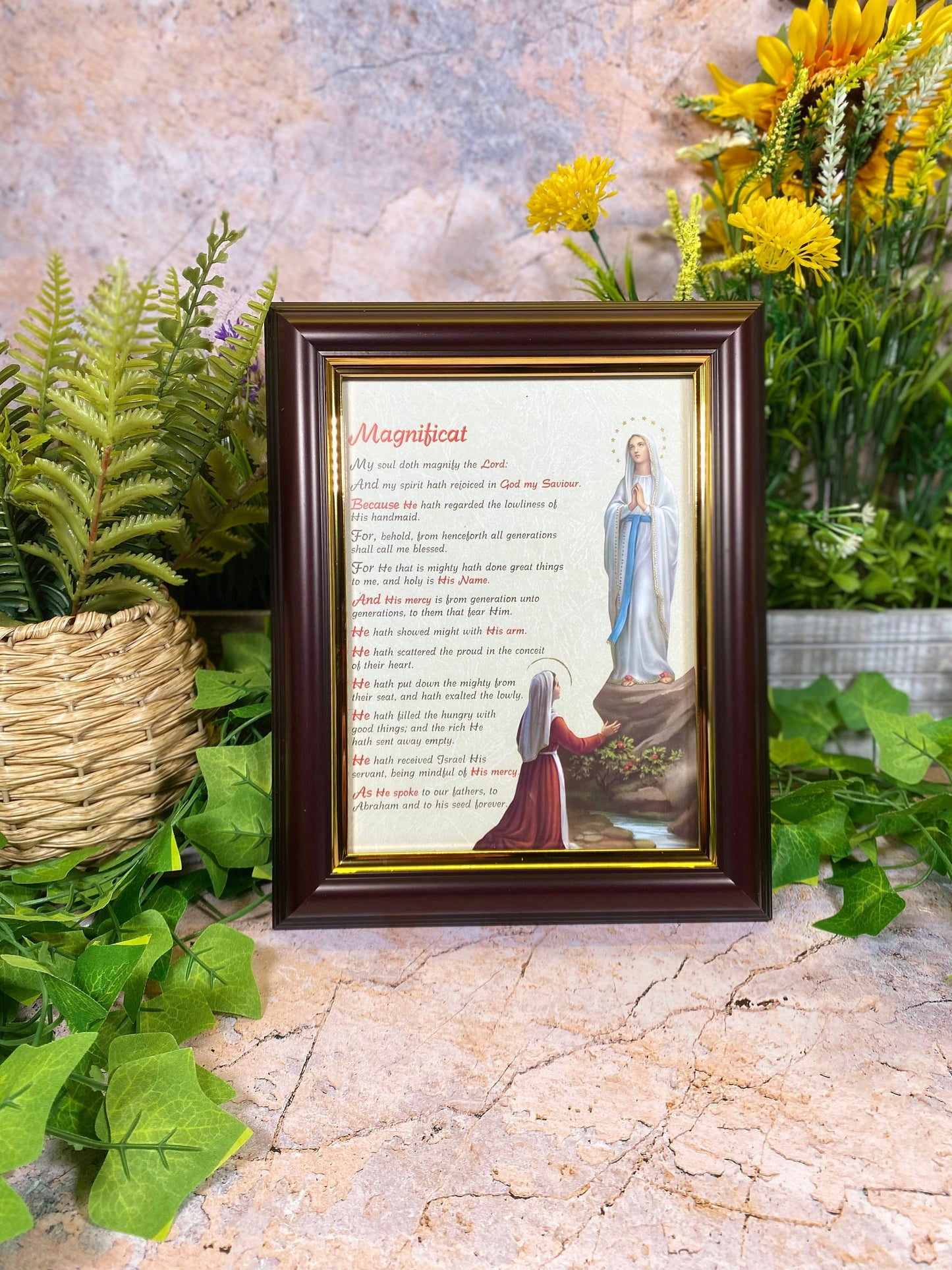 Laminated Picture Mary Our Lady of Lourdes Christianity Religious Wall Decor-Osiris Craftworks