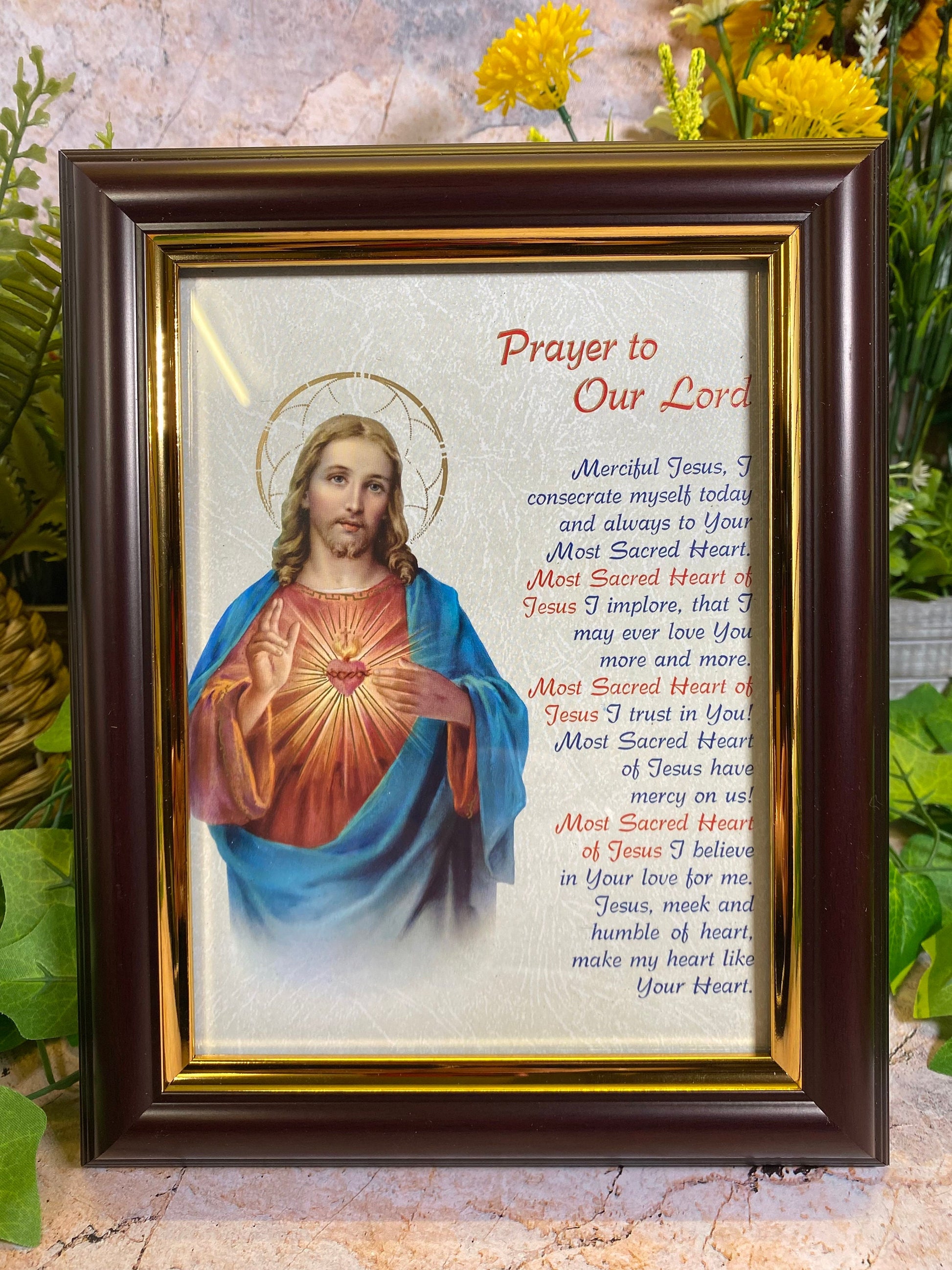 Sacred Heart of Jesus Laminated Picture Religious Wall Decor Catholic Prayer-Osiris Craftworks