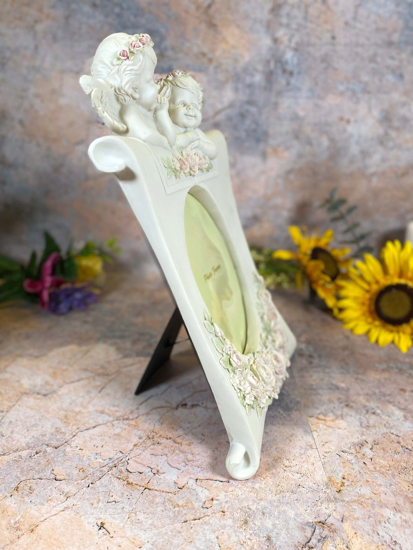 Large Guardian Angel Figurine Cherub Photo Frame Statue Ornament Sculpture Gift Hand Made from Quality Designer Resin-Osiris Craftworks