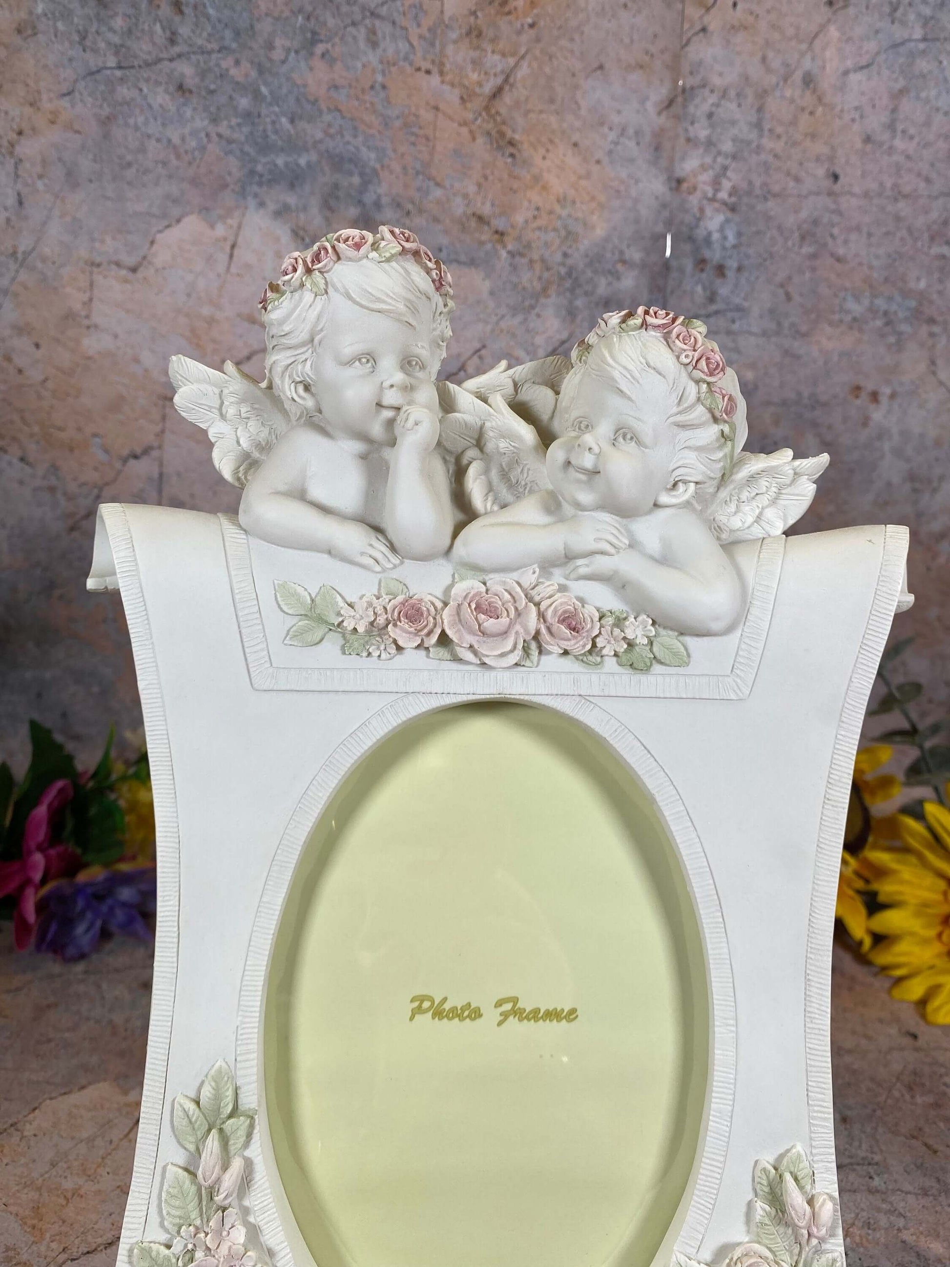 Large Guardian Angel Figurine Cherub Photo Frame Statue Ornament Sculpture Gift Hand Made from Quality Designer Resin-Osiris Craftworks