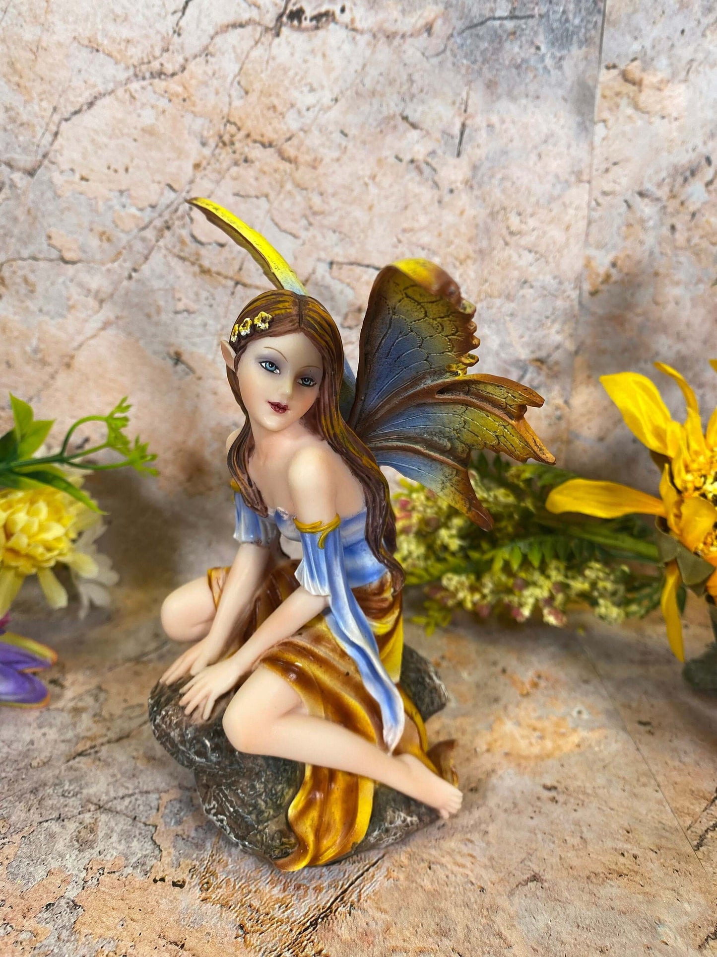 Autumn Whisper Fairy Figurine, Enchanted Forest Nymph, Rustic Decor, Mystical Faerie Statue, Woodland Fantasy Ornament, Magical Home Decor-Osiris Craftworks