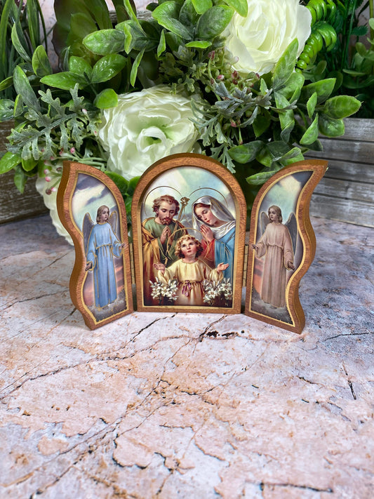 Holy Family Folding Wall Plaque Religious Ornament Triptych Home Decoration Gift-Osiris Craftworks