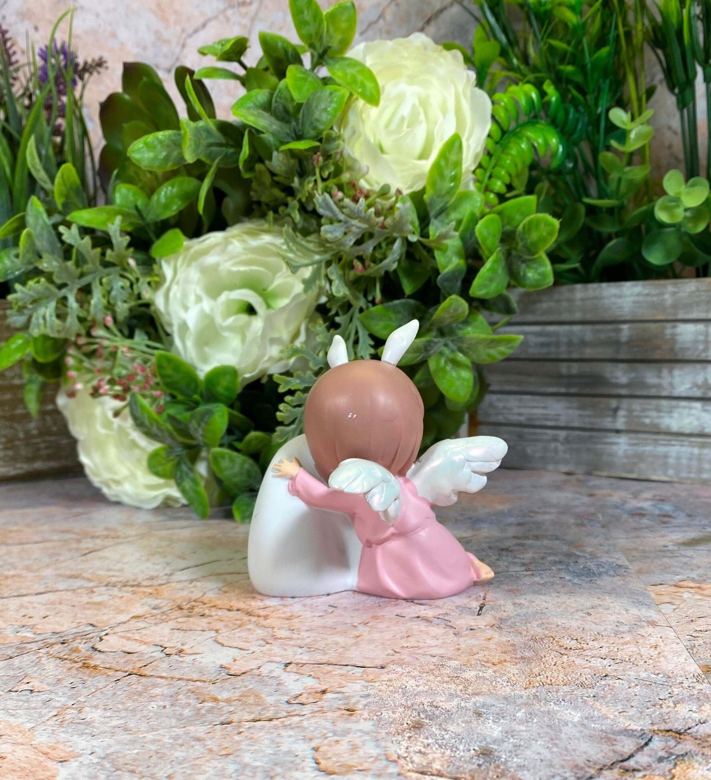 Adorable Peaceful Angel Baby Girl with Polar Bear Companion Sculpture Figurine Fantasy Angels Collection-Osiris Craftworks