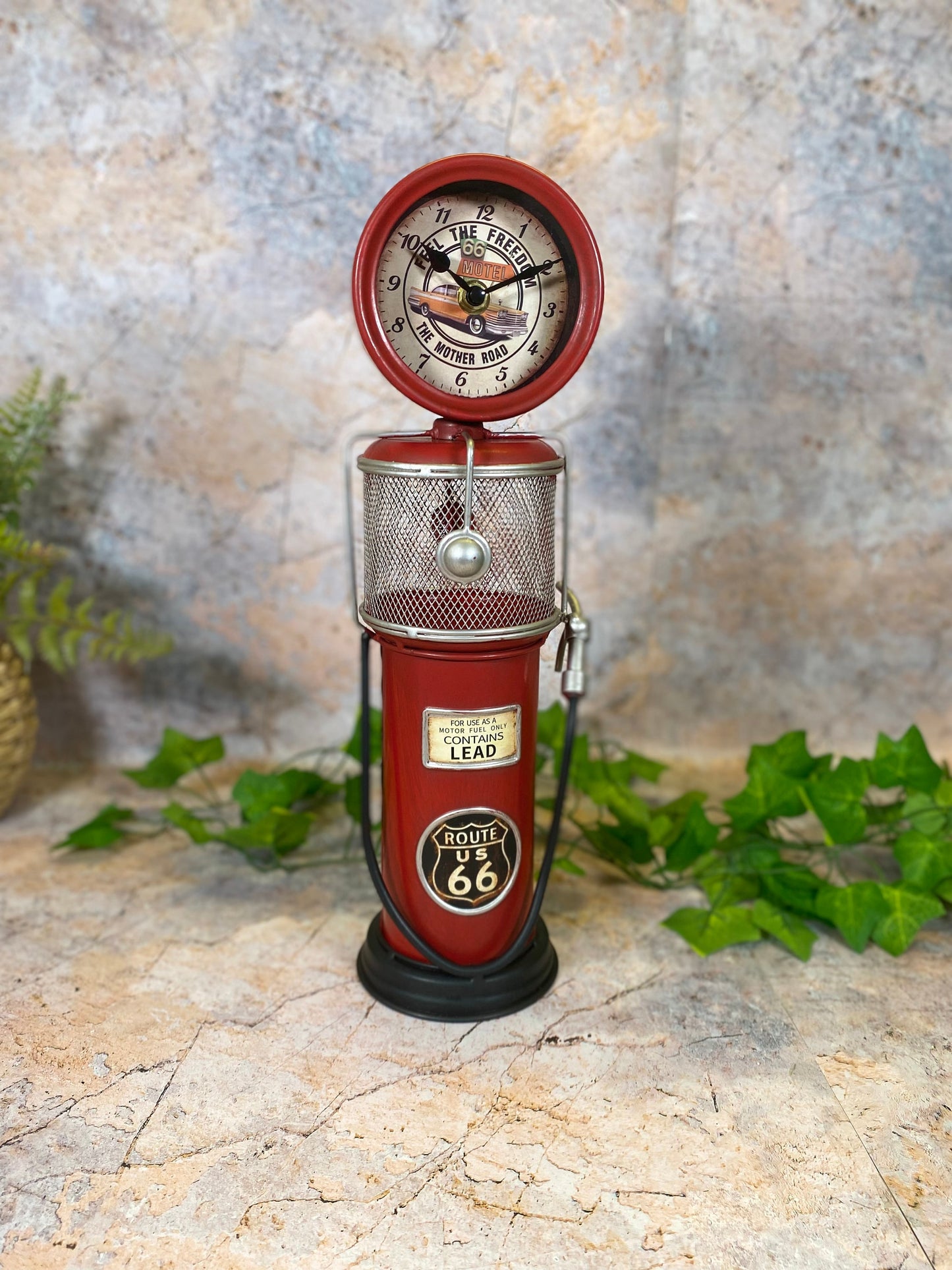 Route 66 Metal Clock and Money Box Gas Station Man Cave Garage Summer House Gift