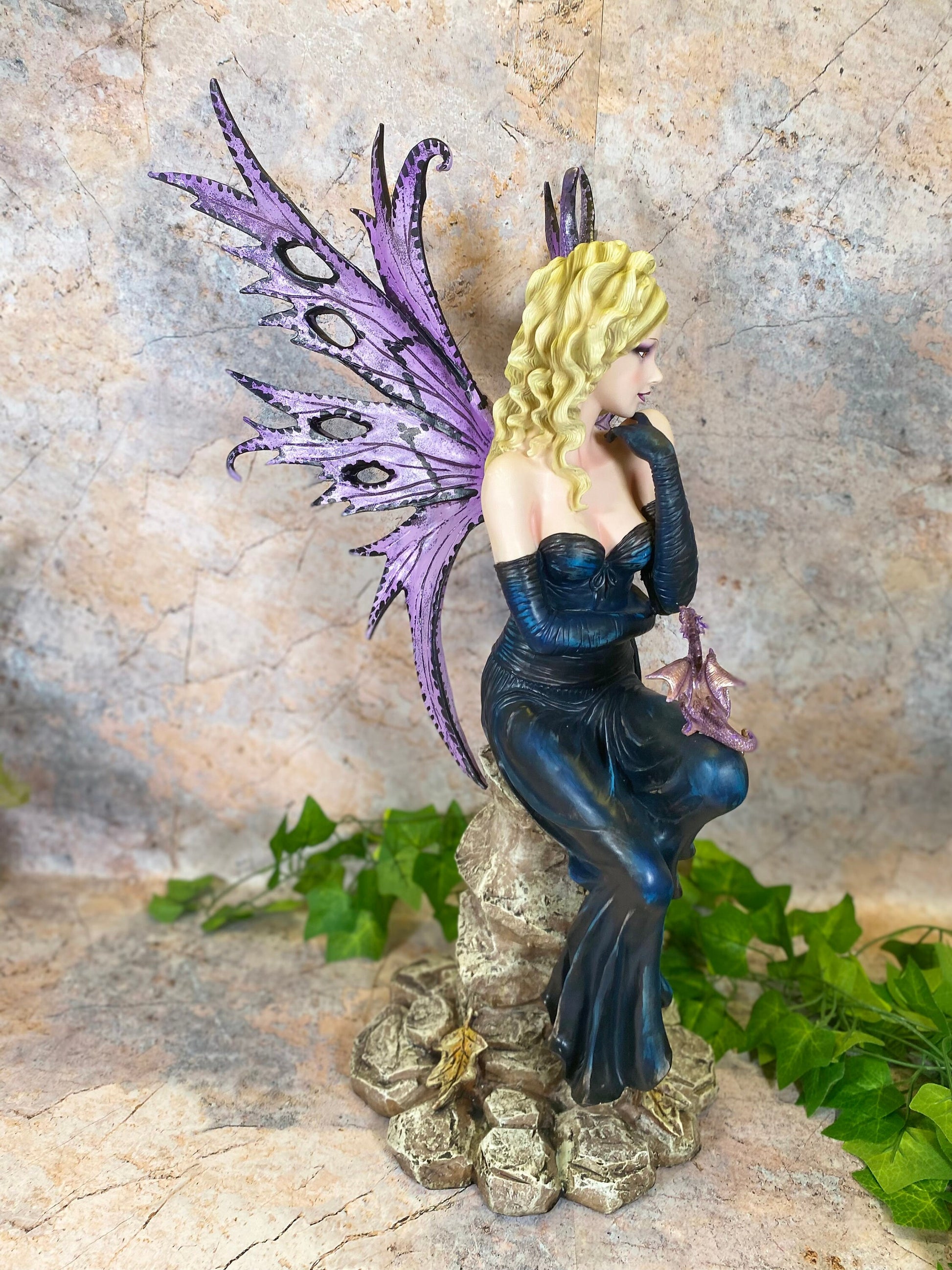 Large Dark Gothic Fairy and Dragon Companion Sculpture Statue Mythical Creatures Hand Made from Quality Designer Resin-Osiris Craftworks