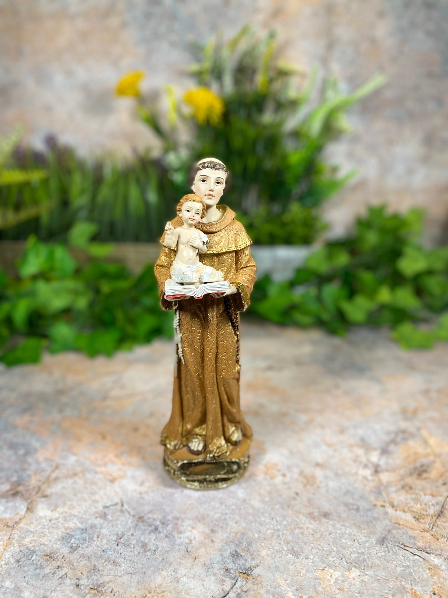 Exquisite Handmade Resin Statue Saint Anthony with Baby Jesus 20cm Tall Unique Religious Gift-Osiris Craftworks