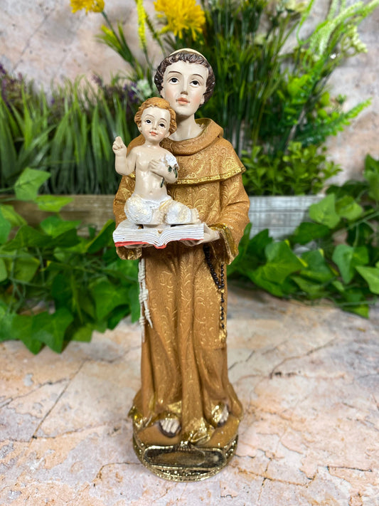 Exquisite Handmade Resin Statue Saint Anthony with Baby Jesus 20cm Tall Unique Religious Gift-Osiris Craftworks