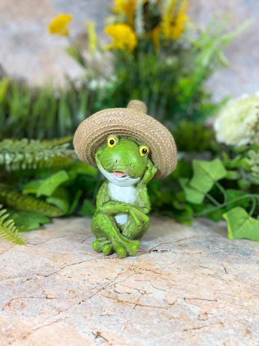 Hilarious Fiesta Frog Garden Ornament Handmade Resin Lawn Decoration-Osiris Craftworks