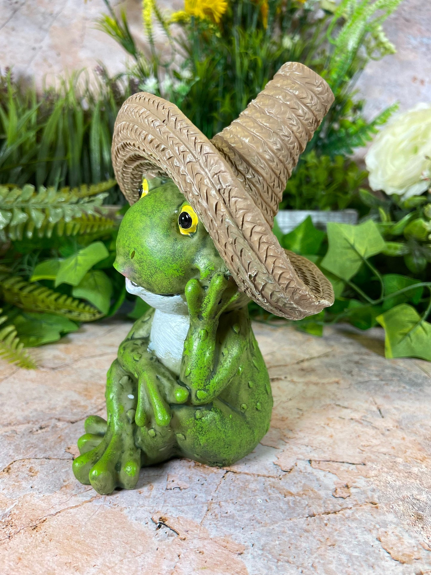 Hilarious Fiesta Frog Garden Ornament Handmade Resin Lawn Decoration-Osiris Craftworks