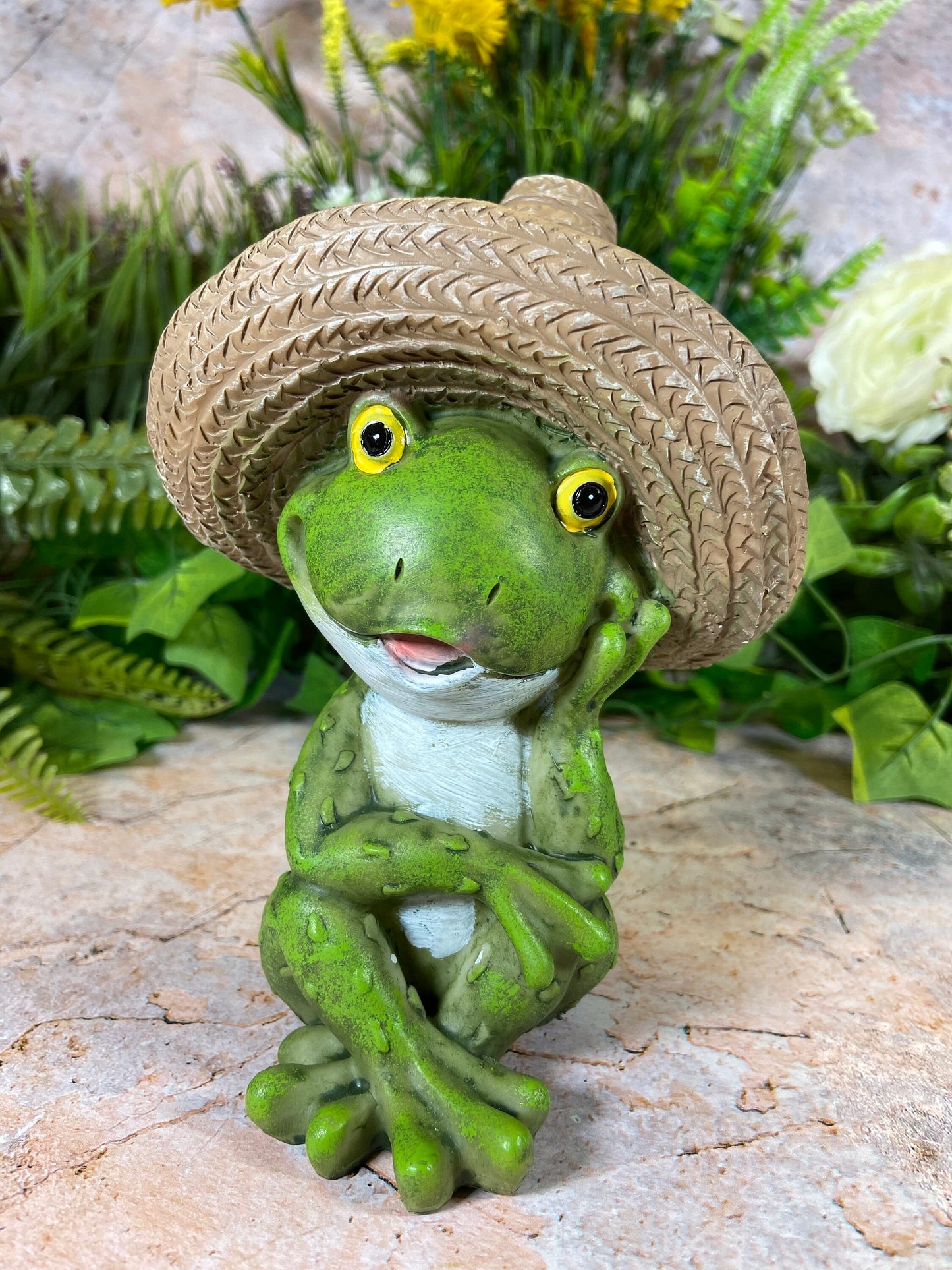 Hilarious Fiesta Frog Garden Ornament Handmade Resin Lawn Decoration-Osiris Craftworks