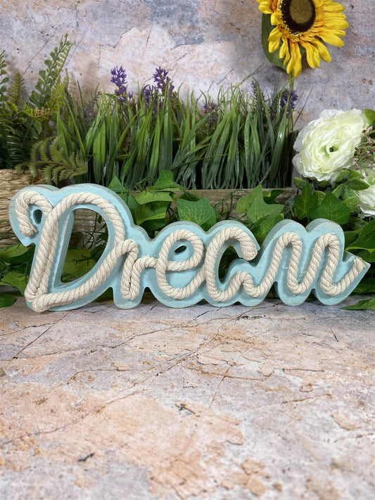 Rustic Rope and Wood Dream Wall Sign Inspiring Decor for a Dreamy Ambience-Osiris Craftworks