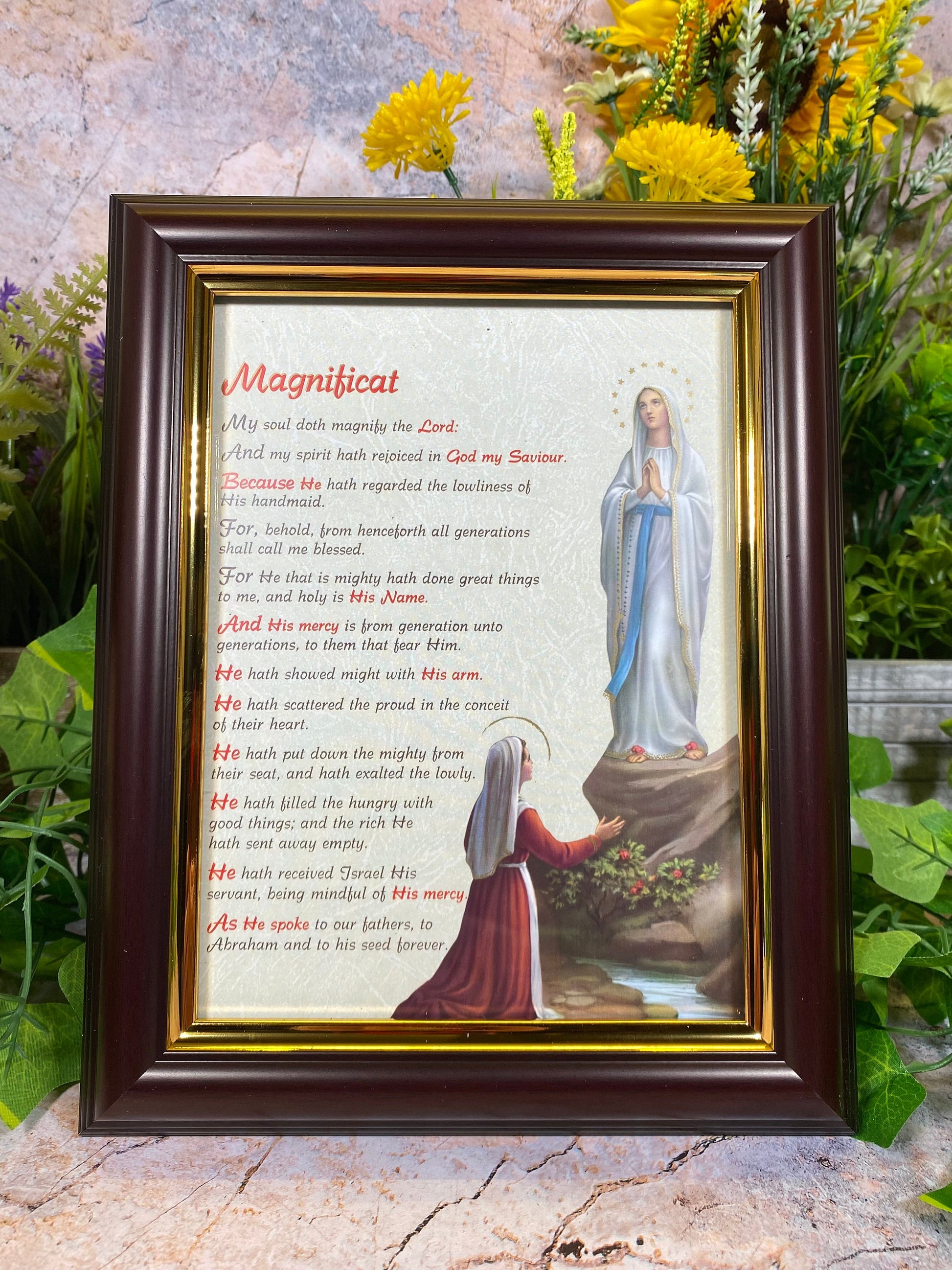 Laminated Picture Mary Our Lady of Lourdes Christianity Religious Wall Decor-Osiris Craftworks