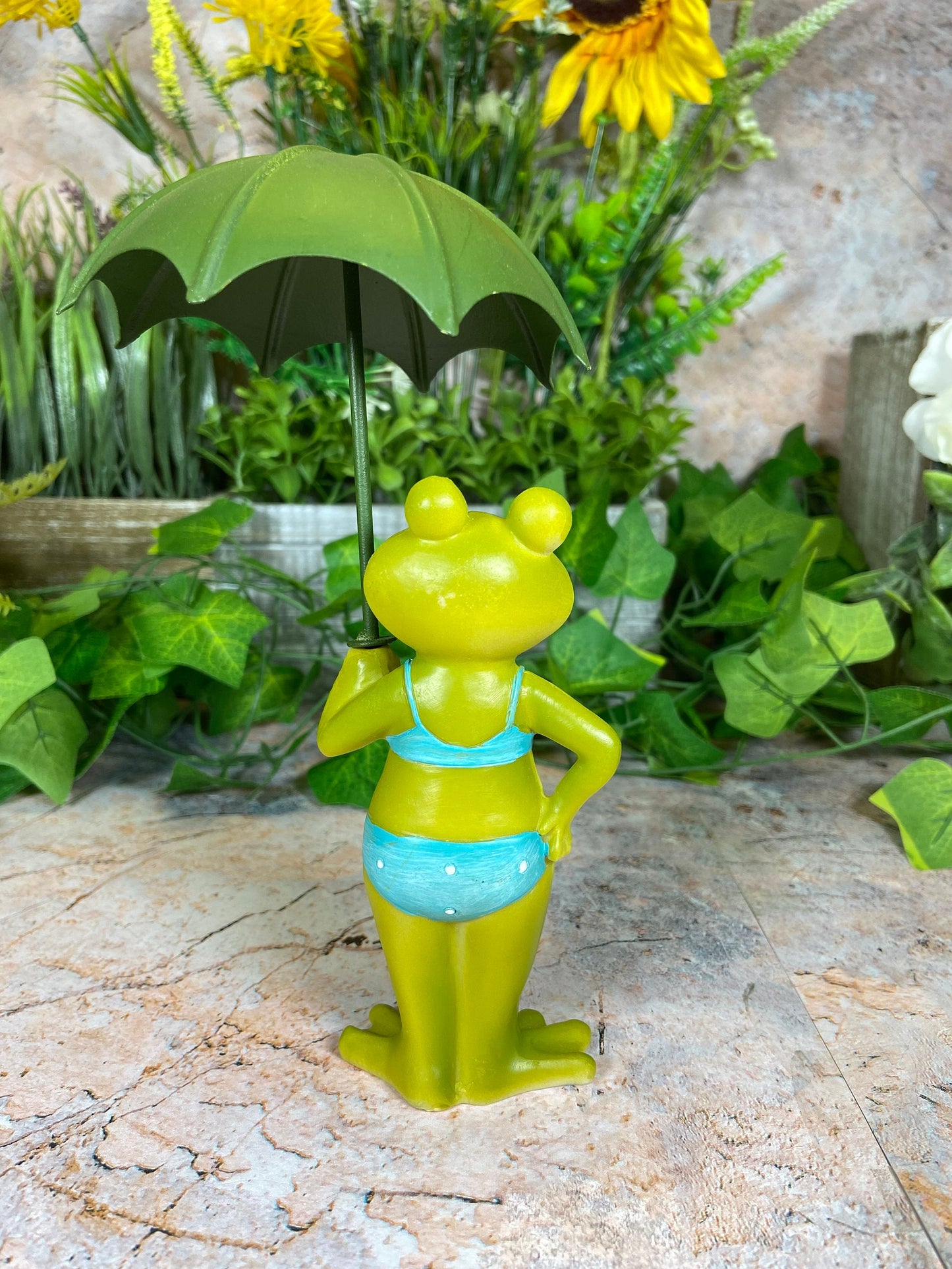 Hilarious Lady Frog in Her Bikini Handcrafted Resin Figurine Garden Ornament Lawn Decoration-Osiris Craftworks