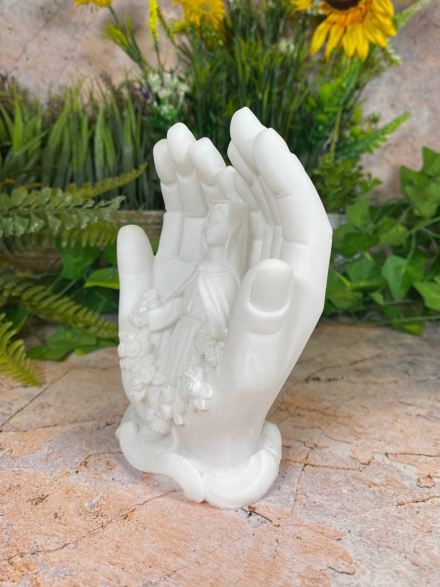 Exquisite Handcrafted Alabaster Virgin Mary Statue A Divine Masterpiece Religious Sculpture for Home or Chapel-Osiris Craftworks