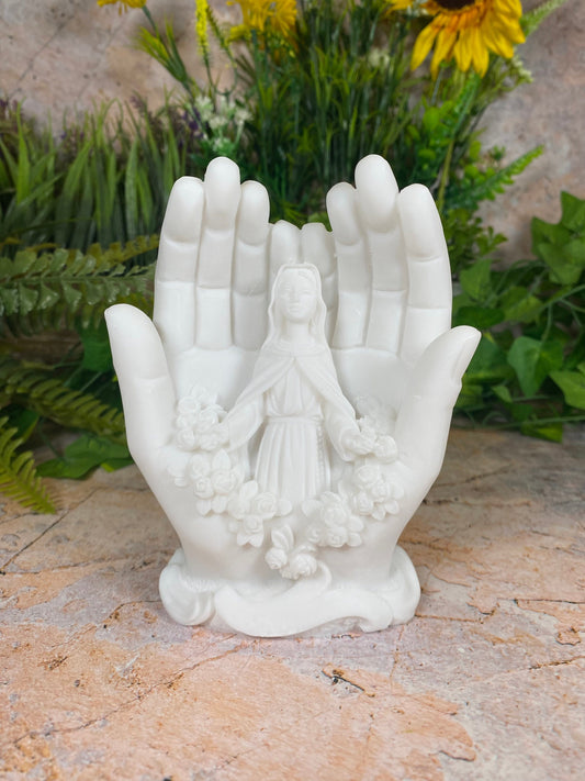 Exquisite Handcrafted Alabaster Virgin Mary Statue A Divine Masterpiece Religious Sculpture for Home or Chapel-Osiris Craftworks