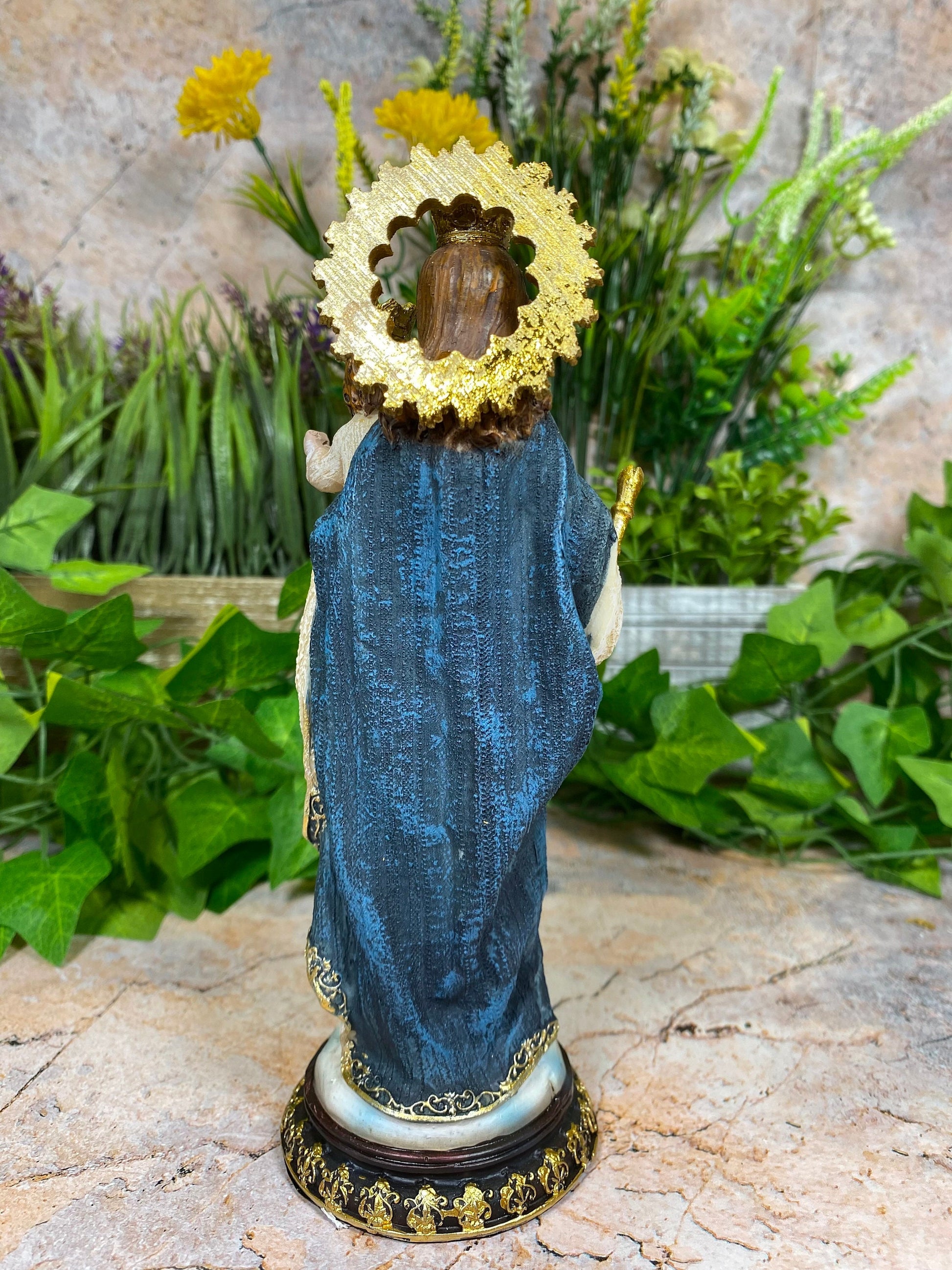 Our Lady of Mount Carmel Statue, Virgin Mary with Child Sculpture, Religious Ornament, Christian Art, Devotional Decor, Spiritual Figure-Osiris Craftworks