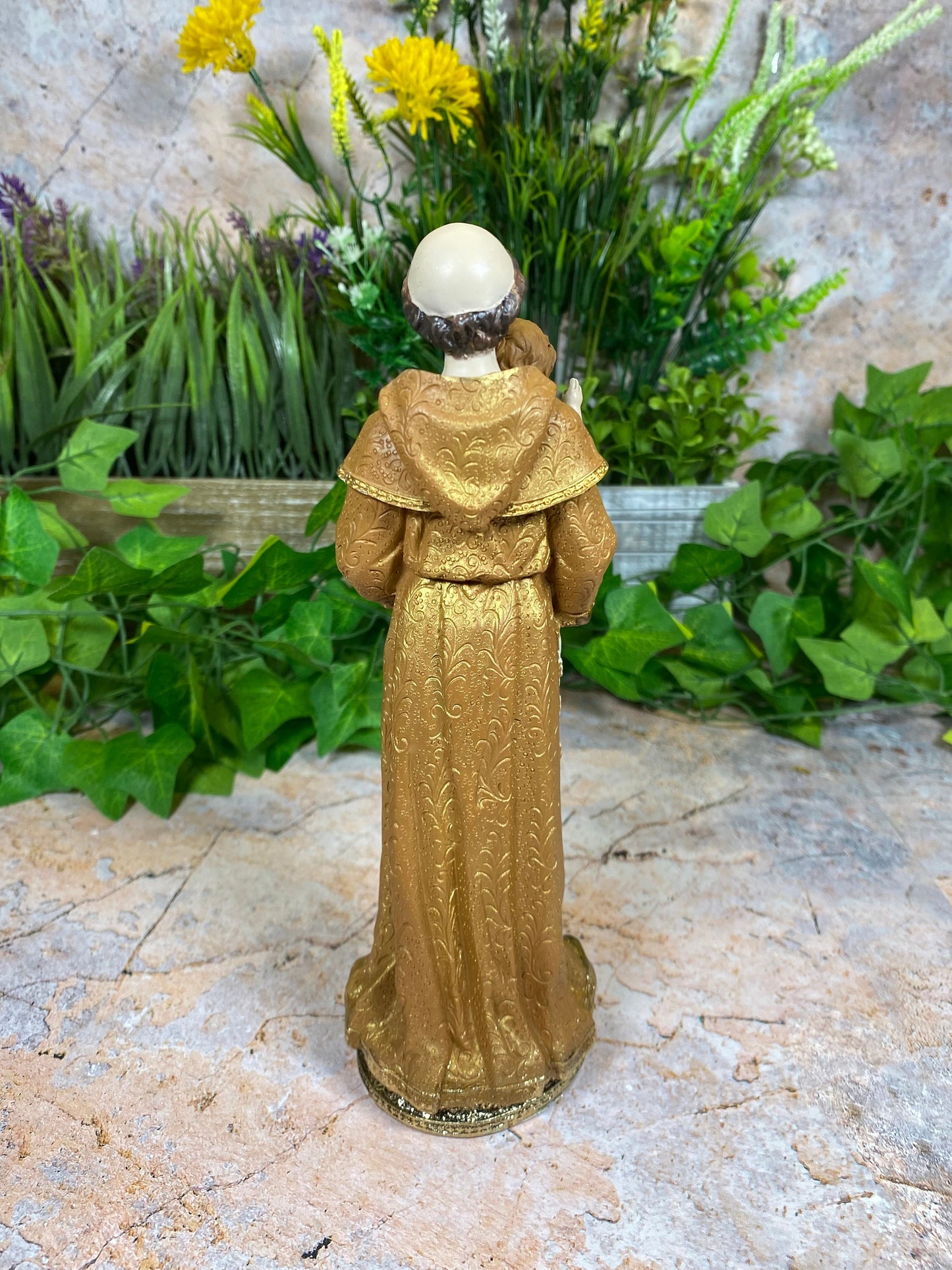 Exquisite Handmade Resin Statue Saint Anthony with Baby Jesus 20cm Tall Unique Religious Gift-Osiris Craftworks