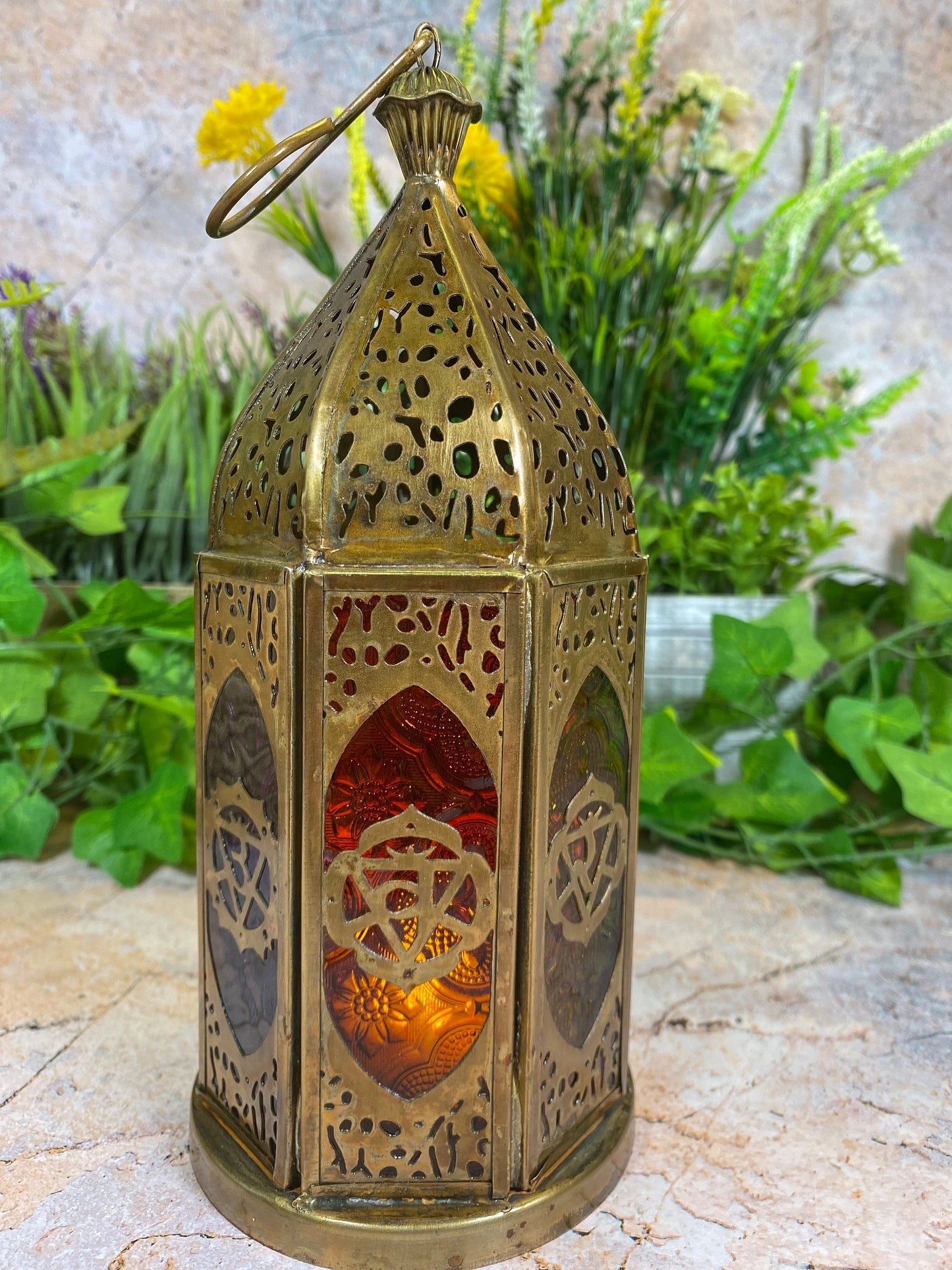 Exquisite Moroccan Chakra Zinc Candle Lantern with Tealight Holder and Colorful Lighting 22 cm