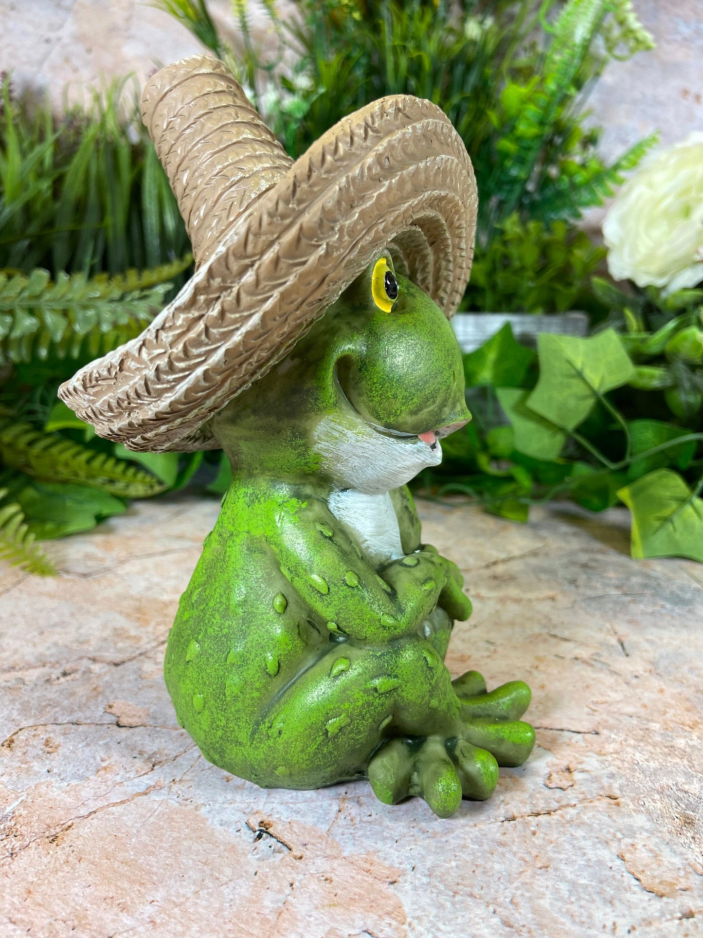 Hilarious Fiesta Frog Garden Ornament Handmade Resin Lawn Decoration-Osiris Craftworks