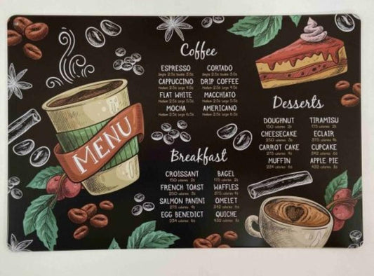 Vintage Café Shop Menu Metal Sign: A Charming Nostalgic Addition to Your Kitchen Decor-Osiris Craftworks