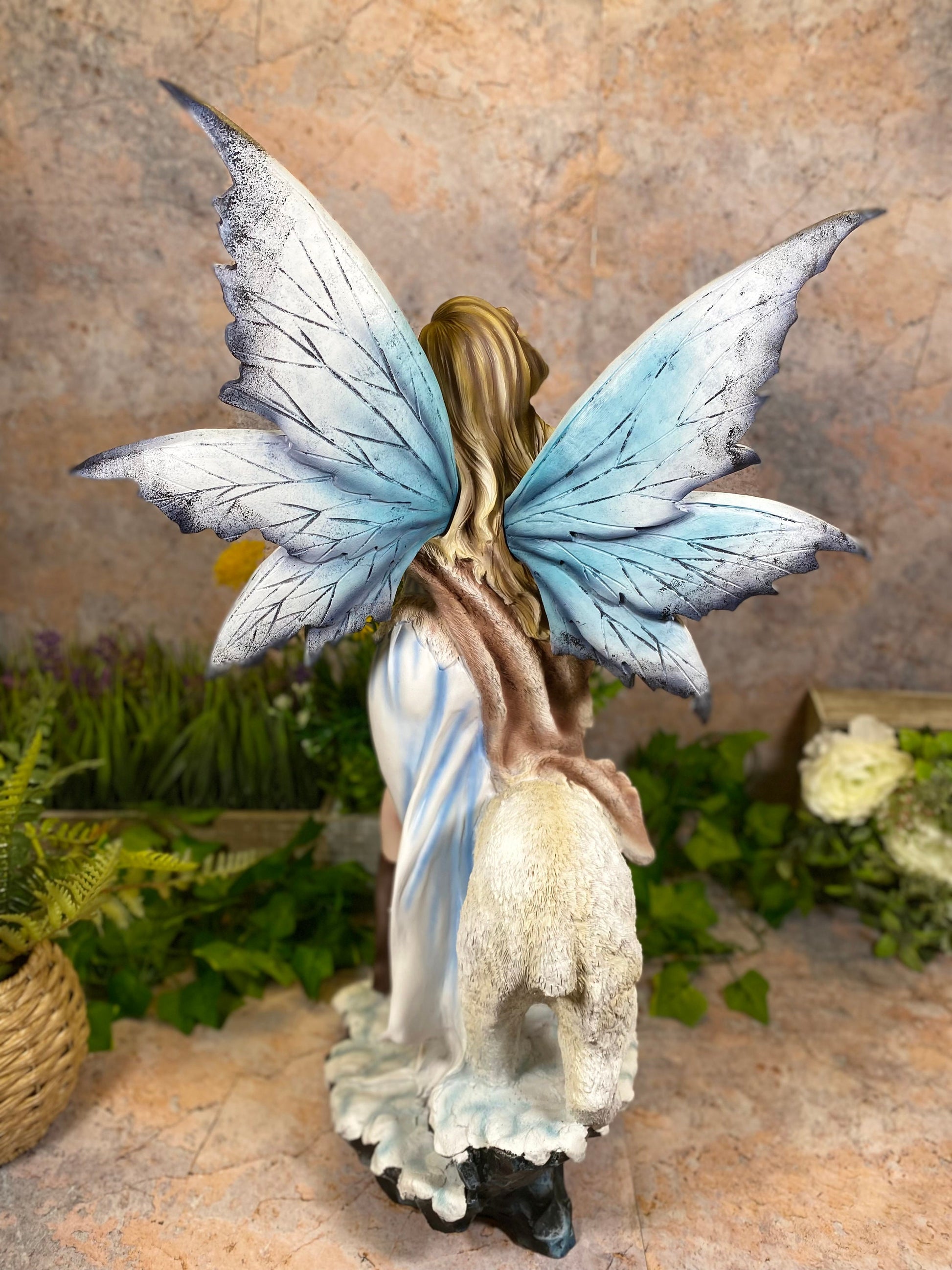 Enchanting Winter Fairy with Polar Bear Companion - Handmade Fantasy Sculpture House Warming Gift for a Faery Enthusiasts-Osiris Craftworks